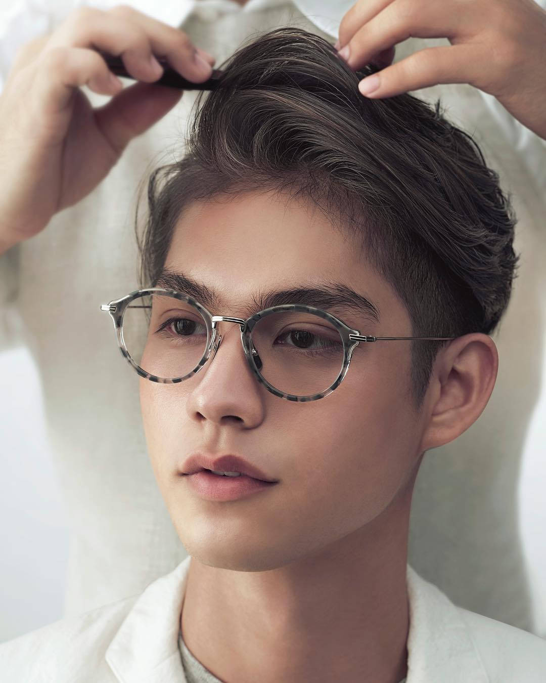 Bright Vachirawit, glasses, textured hair, HD Phone Wallpaper