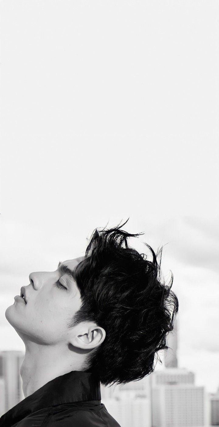 Bright Vachirawit, monochrome, tousled hair, HD Phone Wallpaper