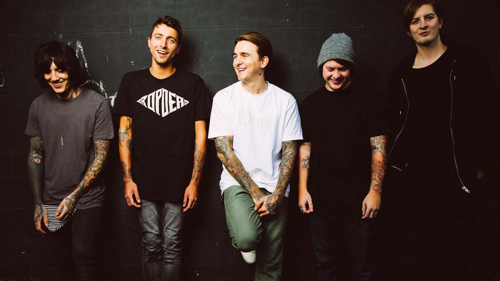 Bring Me The Horizon, band members, tattooed men, Full HD Desktop Wallpaper