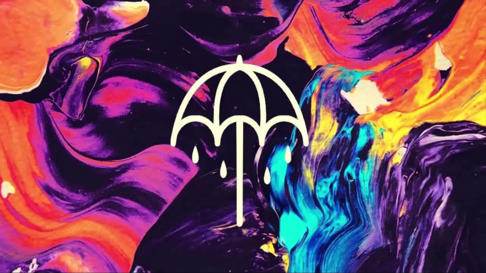 Bring Me The Horizon, umbrella logo, white minimalist, Full HD Desktop Wallpaper