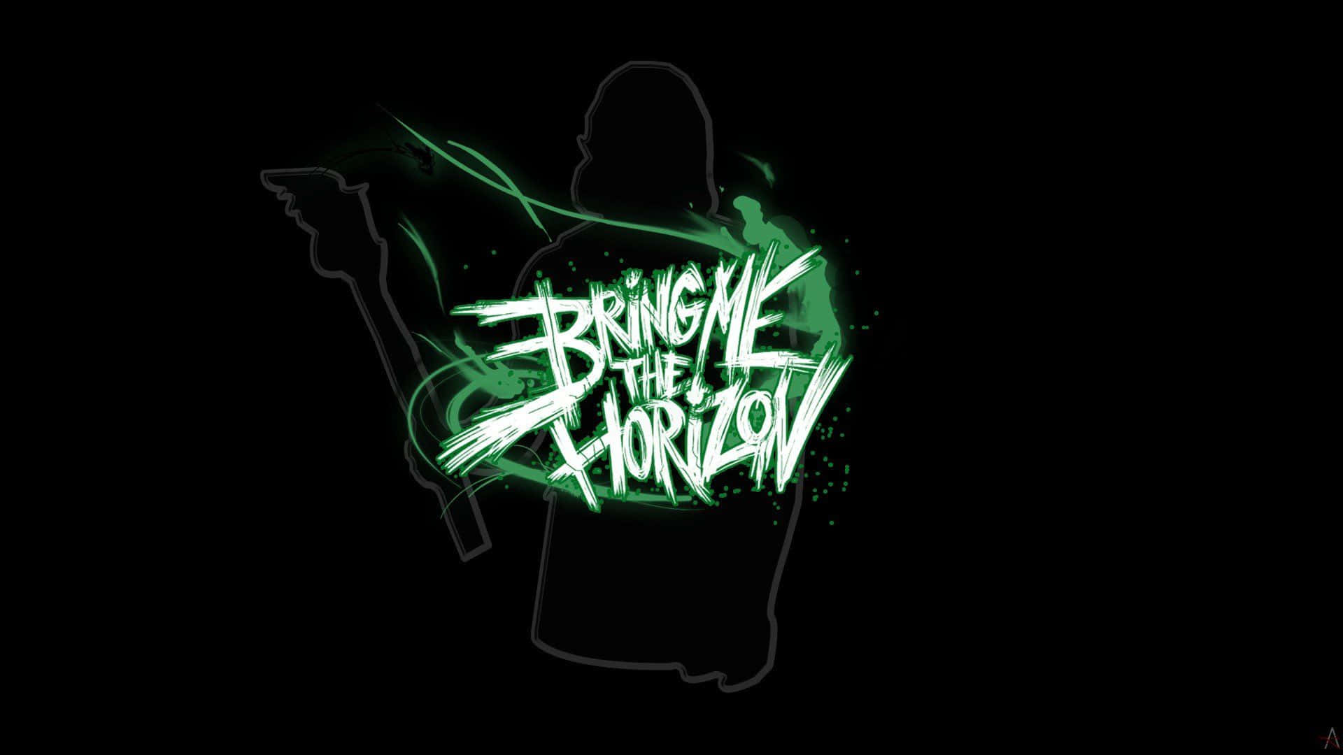 Bring Me The Horizon, green graffiti-style logo, dark silhouette, Full HD Desktop Wallpaper