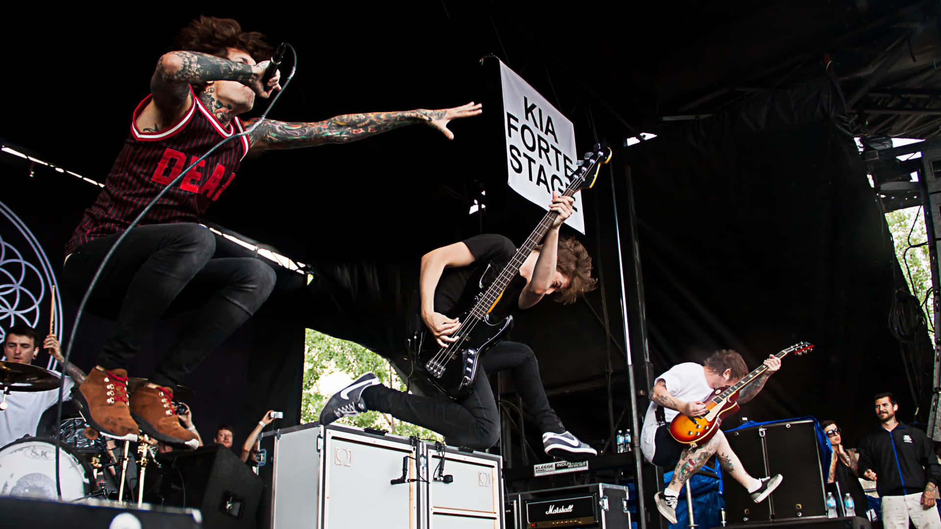 Bring Me The Horizon, live rock concert, bright lights, Full HD Desktop Wallpaper