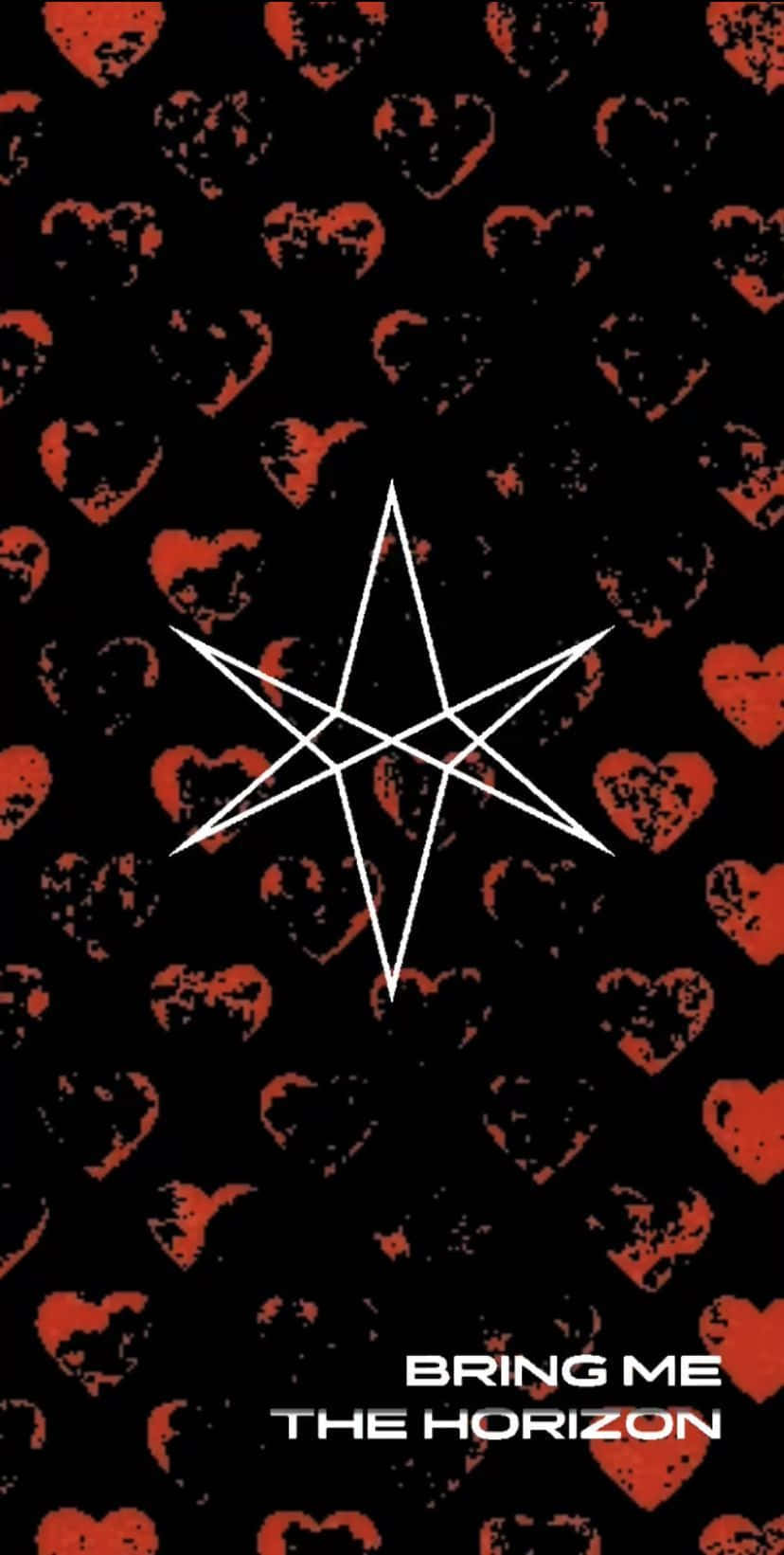 Bring Me The Horizon, star logo, red hearts, HD Phone Wallpaper