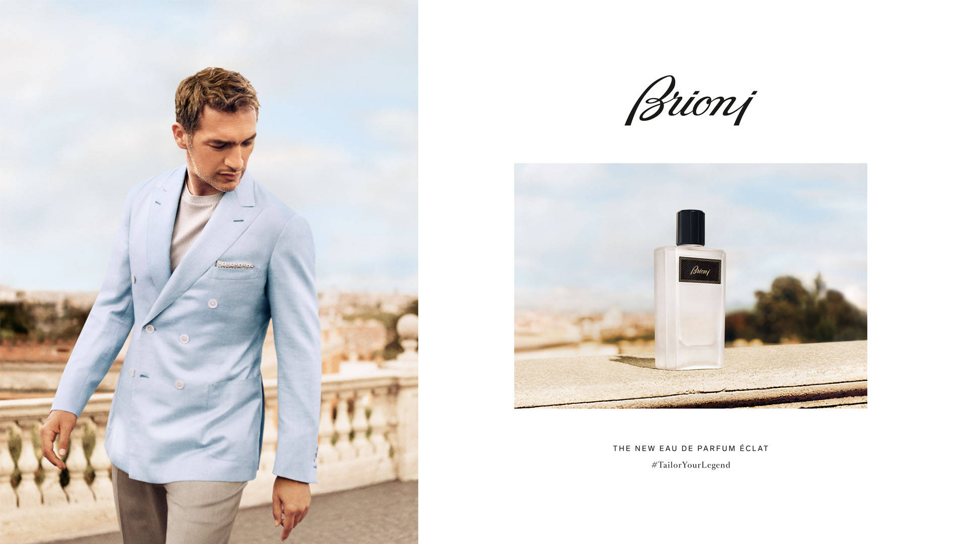 Brioni, perfume bottle, light blue blazer, Full HD Desktop Wallpaper