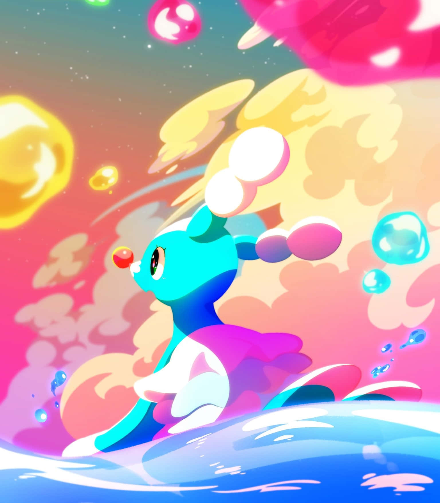Brionne, vibrant blue cartoon creature, pink ears, HD Phone Wallpaper
