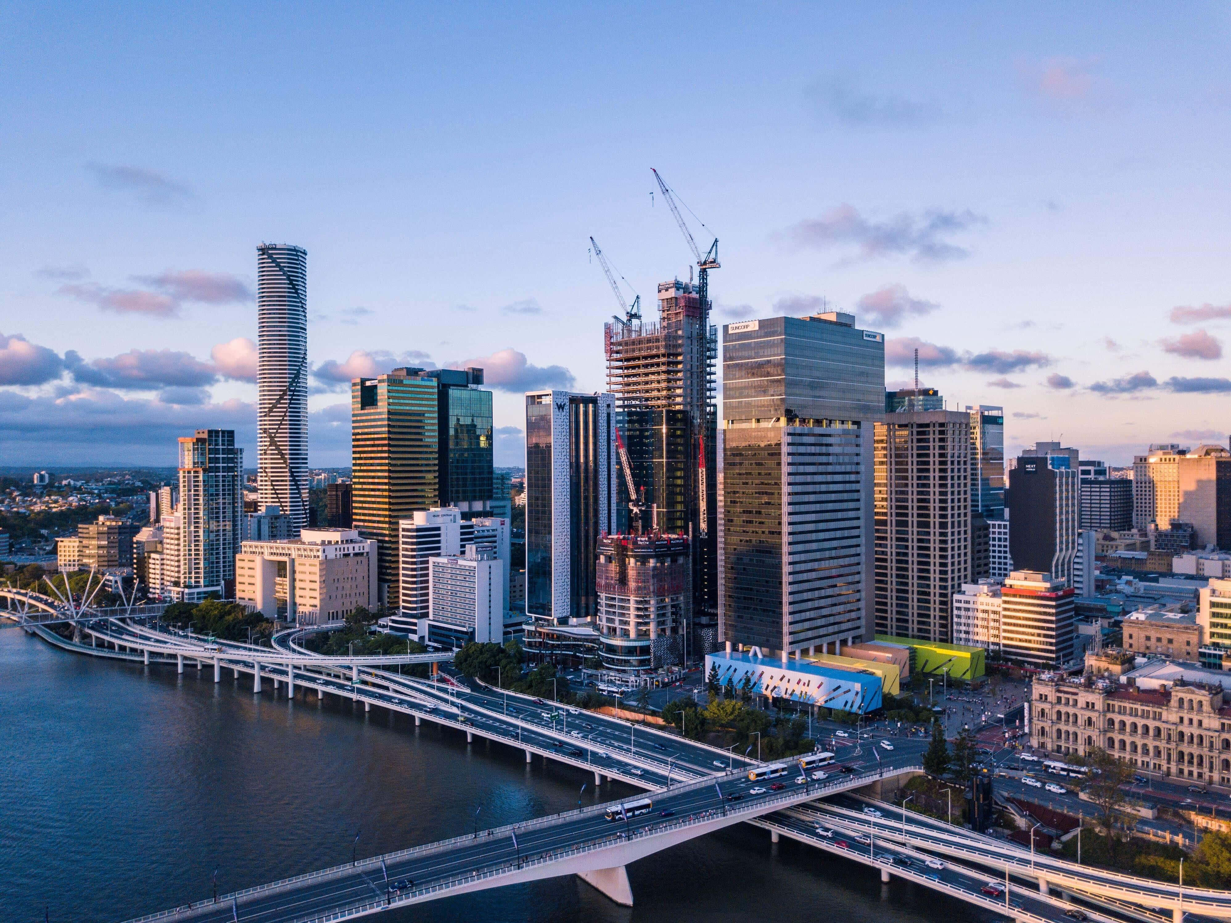 Brisbane, sunset, skyline, 4K Desktop Wallpaper