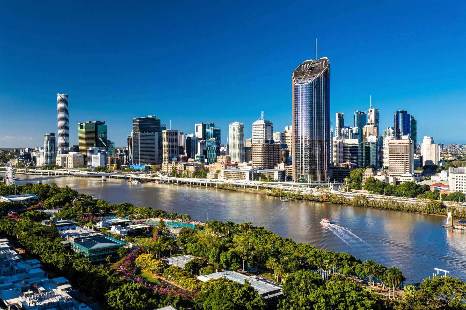 Brisbane, skyline, dusk, HD Desktop Wallpaper