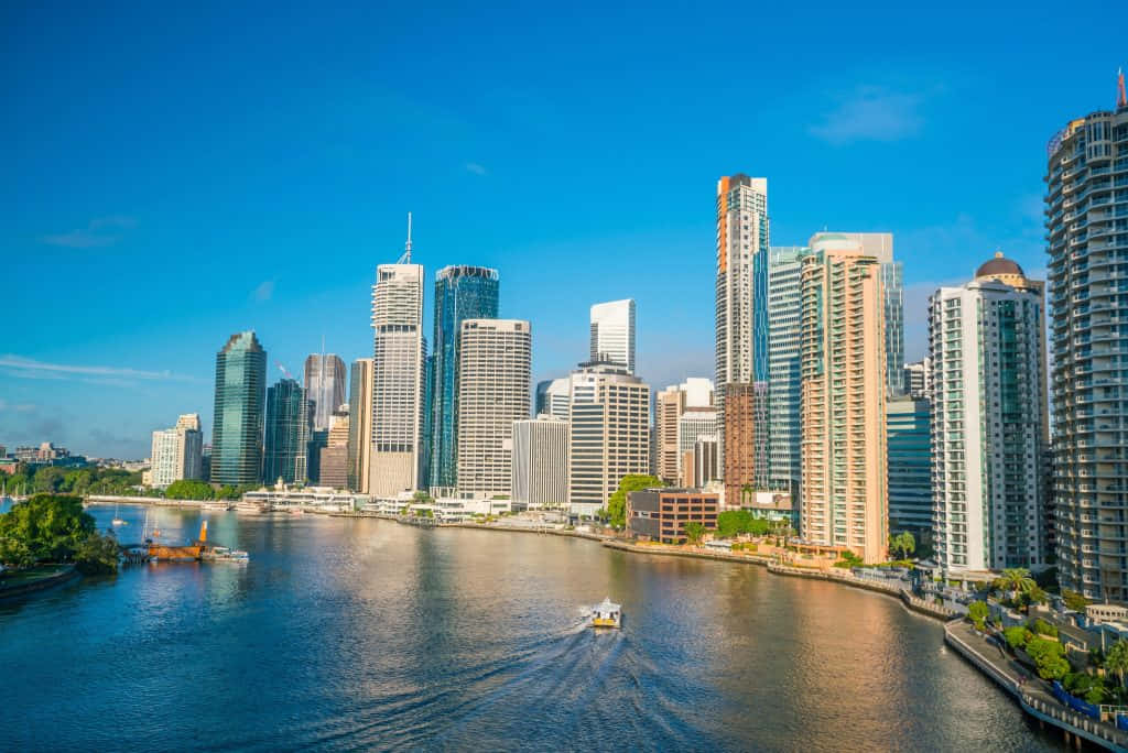 Brisbane, city skyline, dusk, SD Desktop Wallpaper