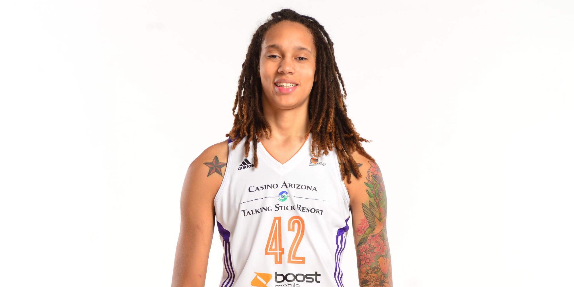 Brittney Griner, white jersey, number 42, Full HD Desktop Wallpaper