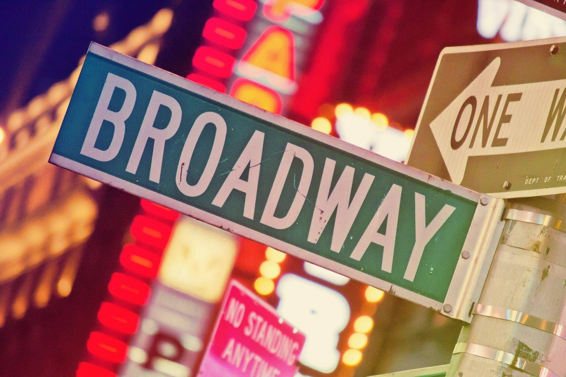 Broadway, green, street sign, Full HD Desktop Wallpaper