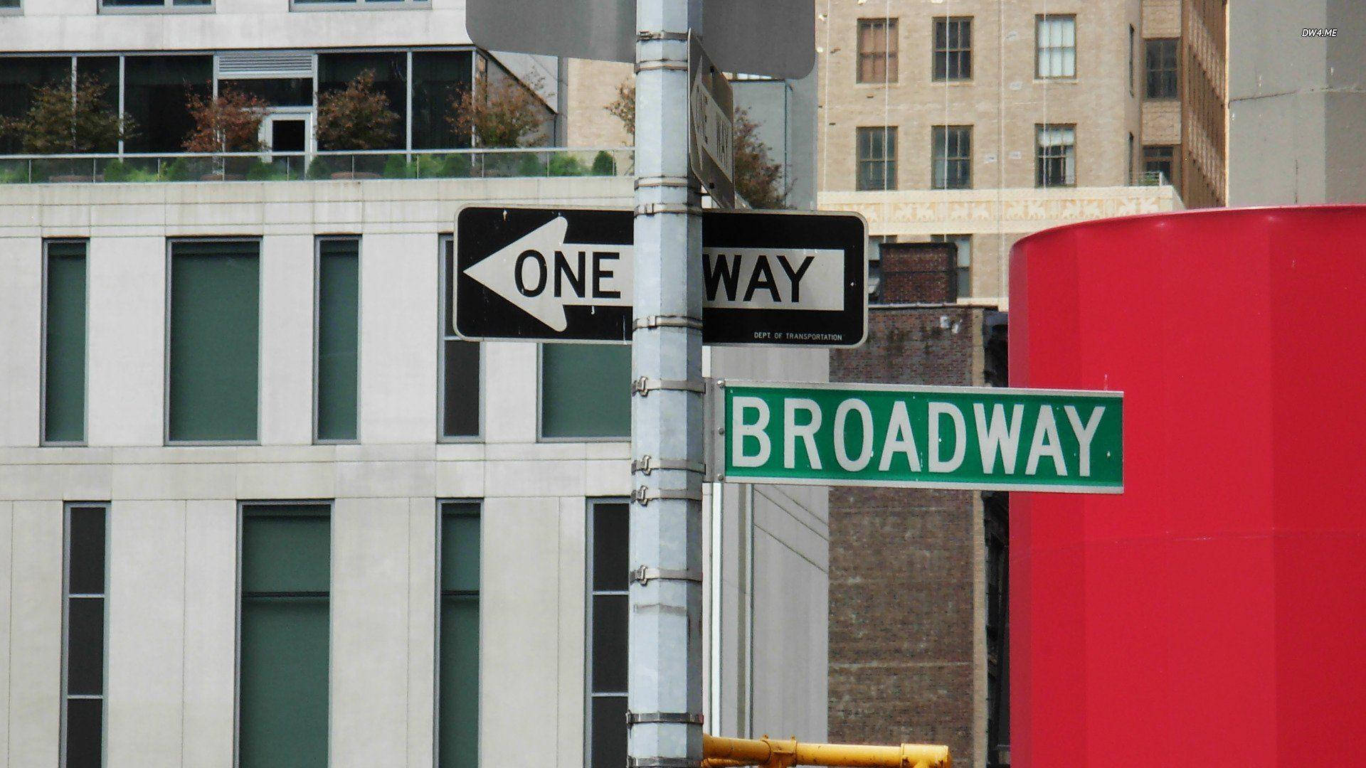 Broadway, one-way arrow, red structure, Full HD Desktop Wallpaper