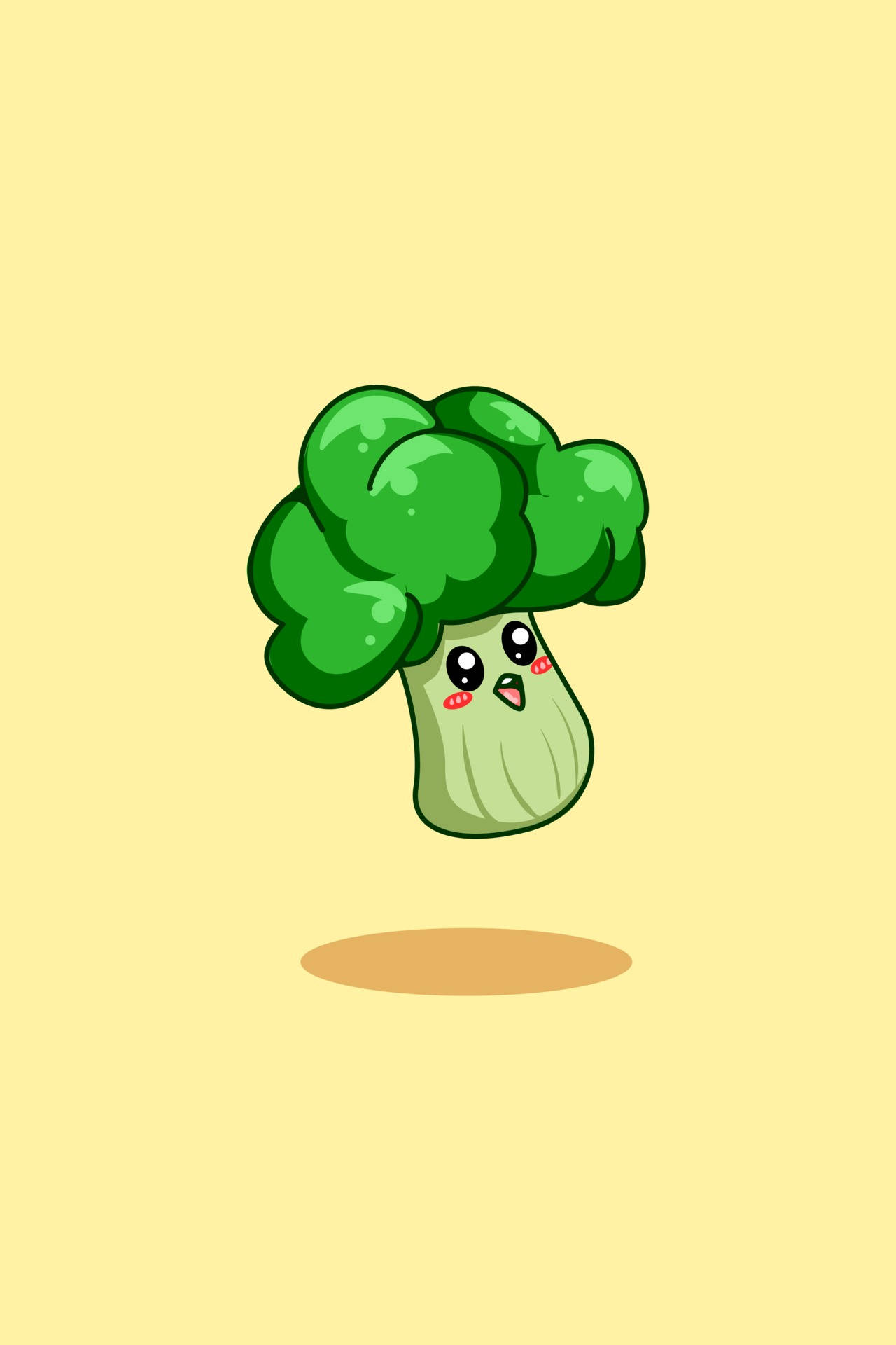 green broccoli, cartoon, big eyes, Full HD Phone Wallpaper
