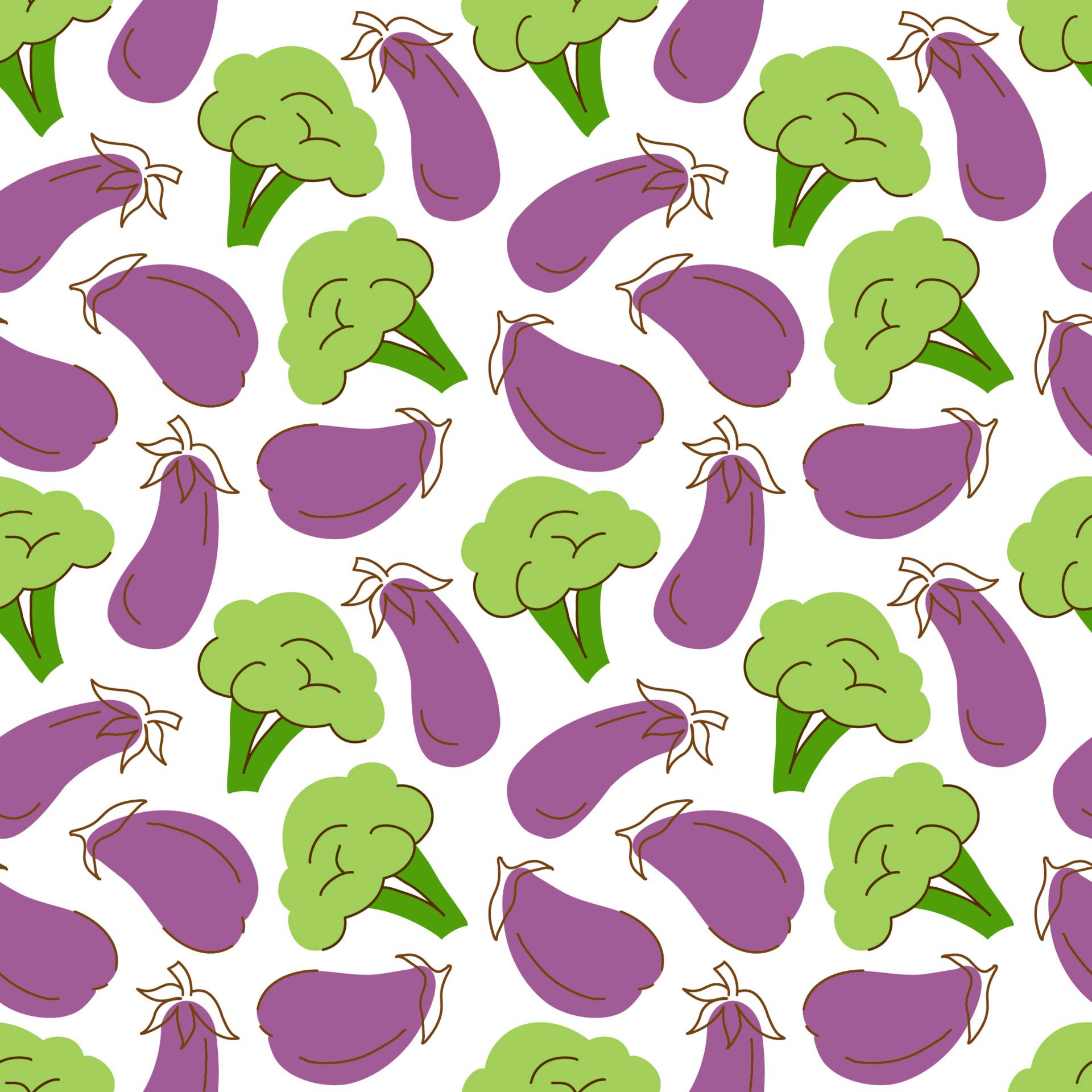 broccoli, eggplants, purple, Full HD Desktop Wallpaper