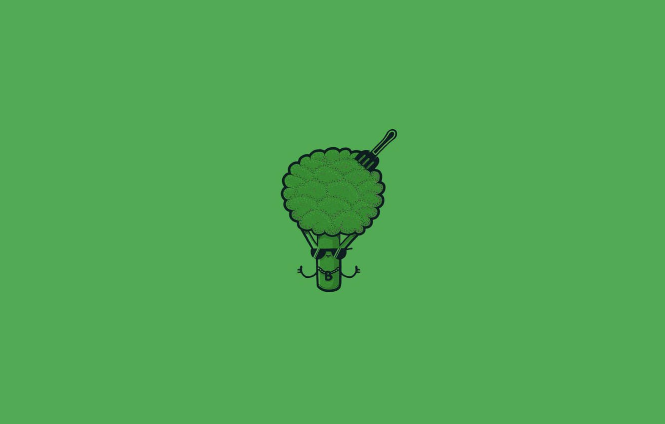 Adorable Small Broccoli With Fork, cartoon broccoli, sunglasses, HD Desktop Wallpaper