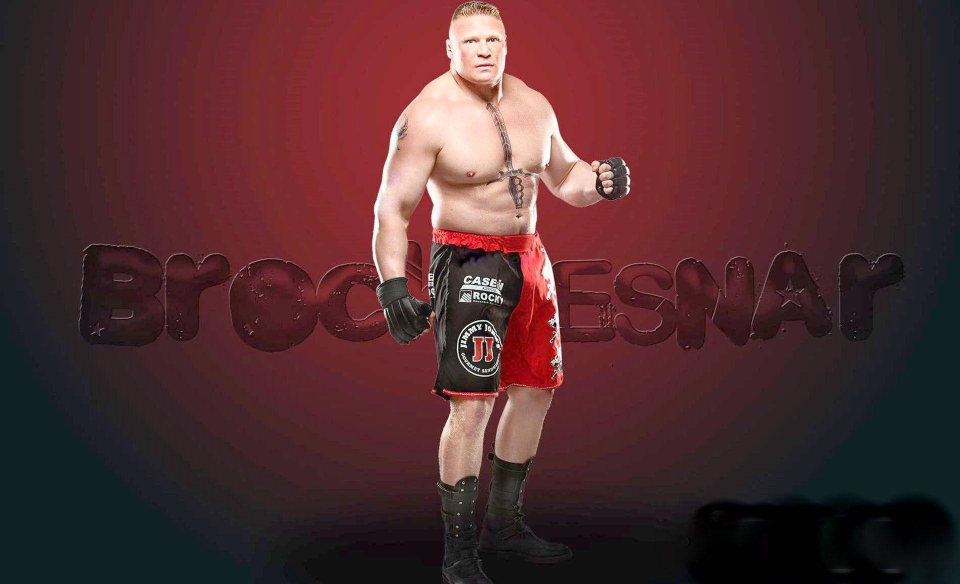 Brock Lesnar, red and black shorts, gradient red background, Full HD Desktop Wallpaper