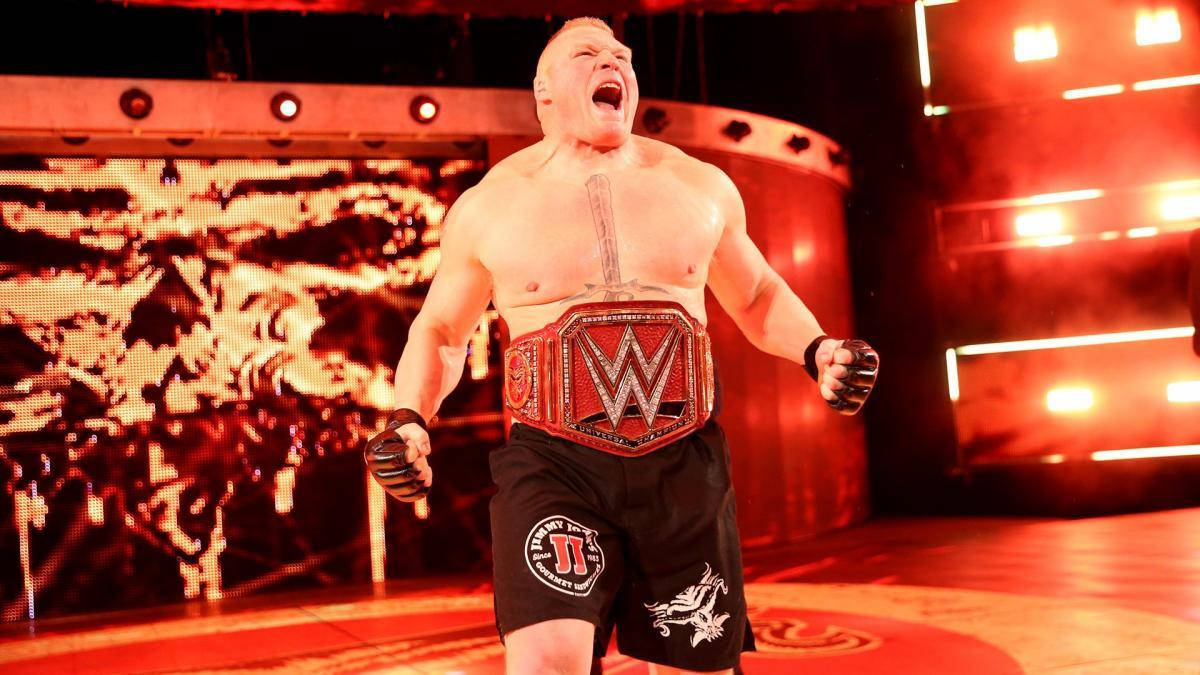 Brock Lesnar, black trunks, championship belt, SD Desktop Wallpaper