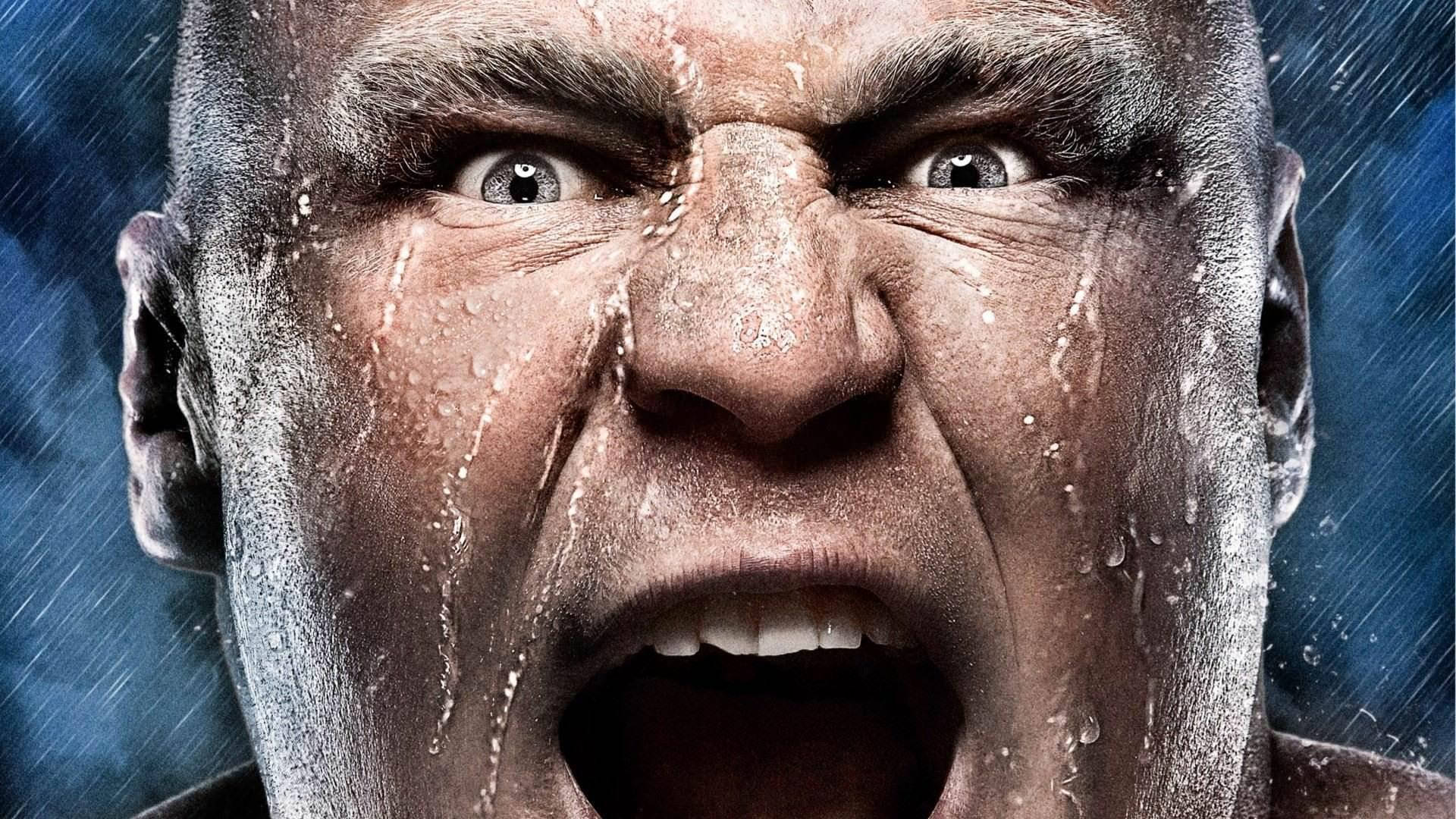 Brock Lesnar, rain, dark blue stormy background, Full HD Desktop Wallpaper
