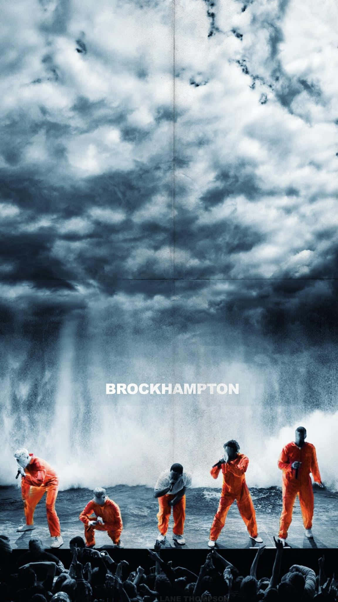 Brockhampton, orange jumpsuits, stormy ocean stage, Full HD Phone Wallpaper