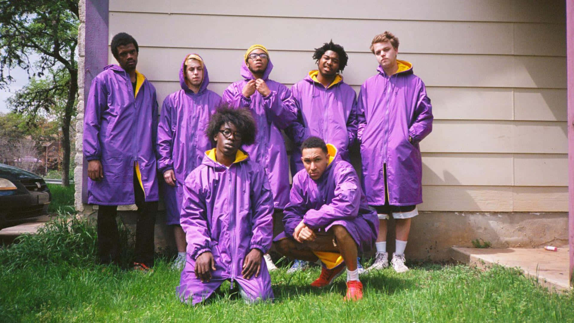 Brockhampton, purple raincoats, yellow hoods, Full HD Desktop Wallpaper