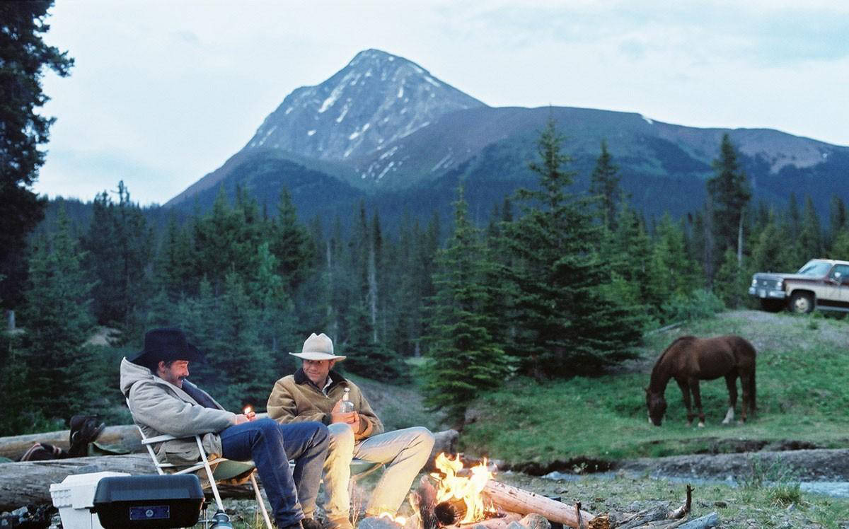 Brokeback Mountain, sunset, campfire, SD Desktop Wallpaper