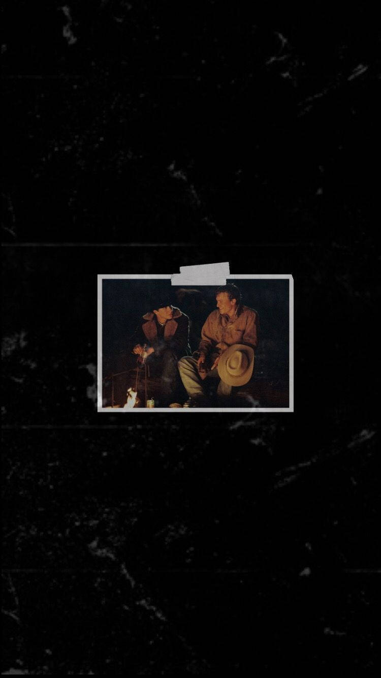 Brokeback Mountain, cowboy hats, dimly lit photo frame, HD Phone Wallpaper