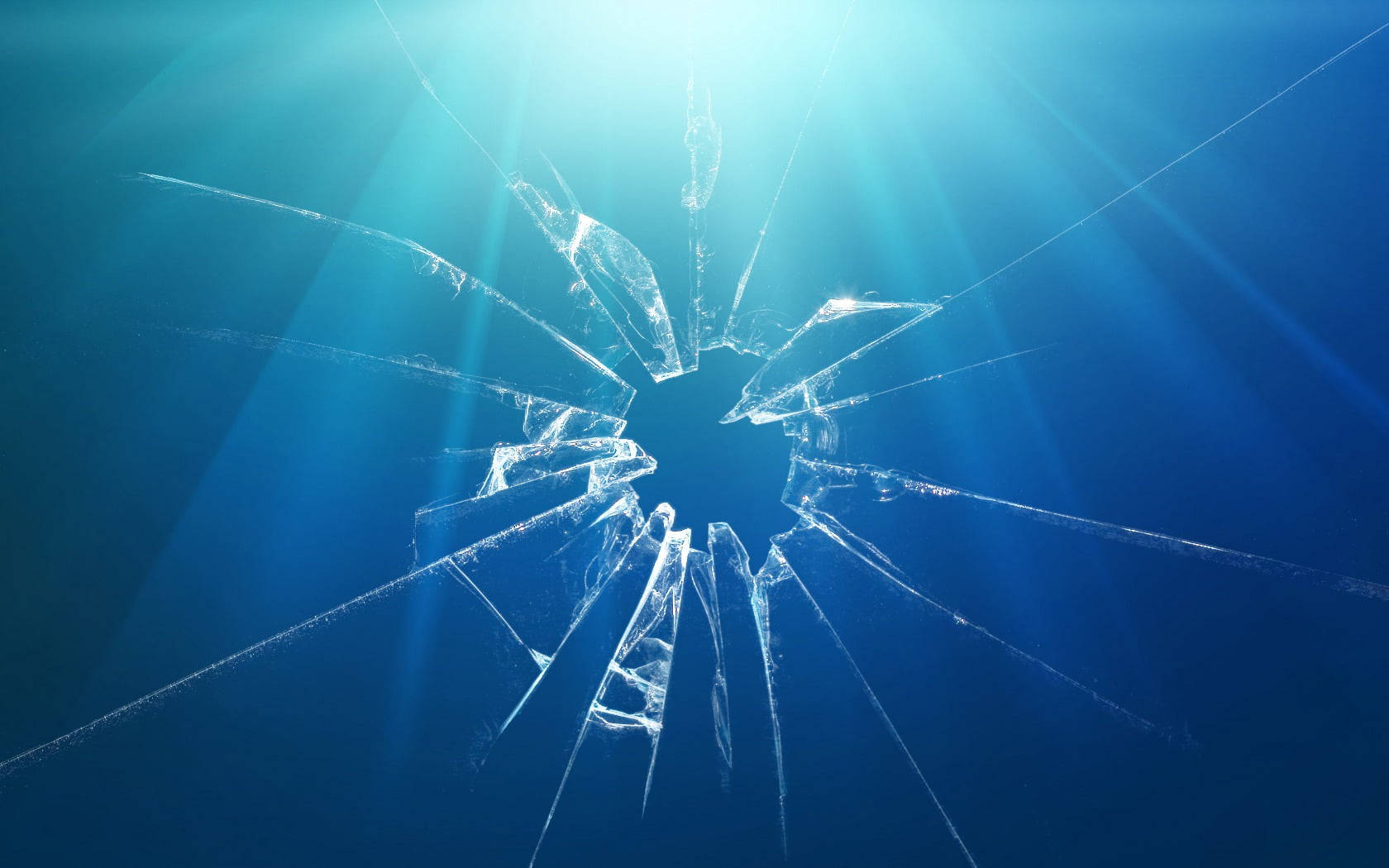 Blue Ocean, broken computer screen, shattered glass pane, HD Desktop Wallpaper