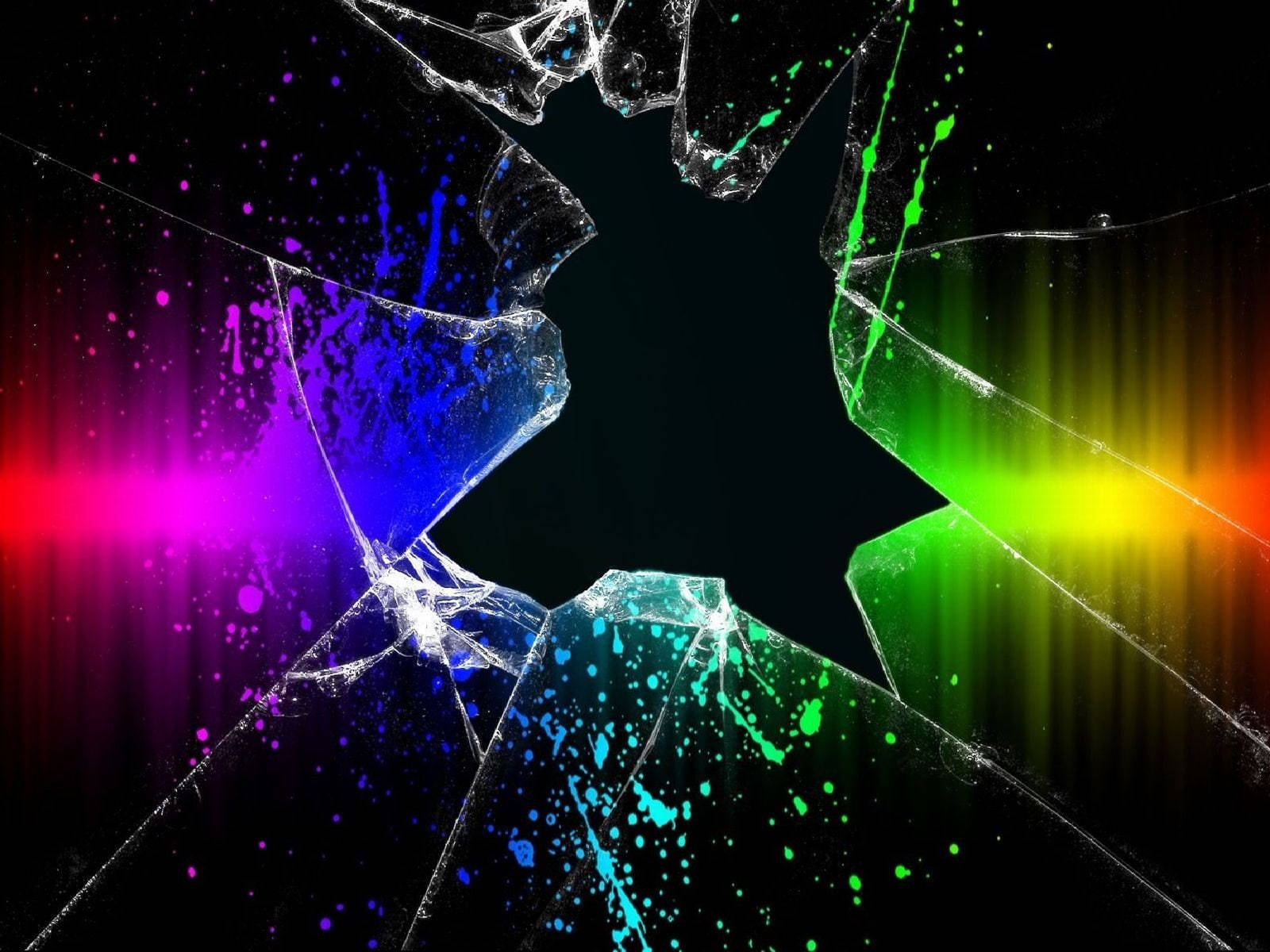 colorful rainbow broken computer screen, vibrant rainbow gradient, dark background, HD Desktop Wallpaper