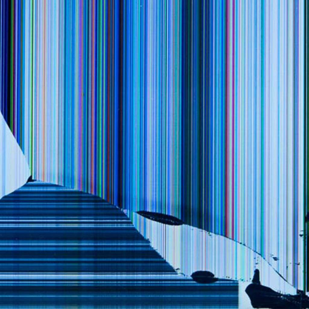 blue aesthetic, broken screen lines, vibrant vertical color bars, SD Desktop Wallpaper