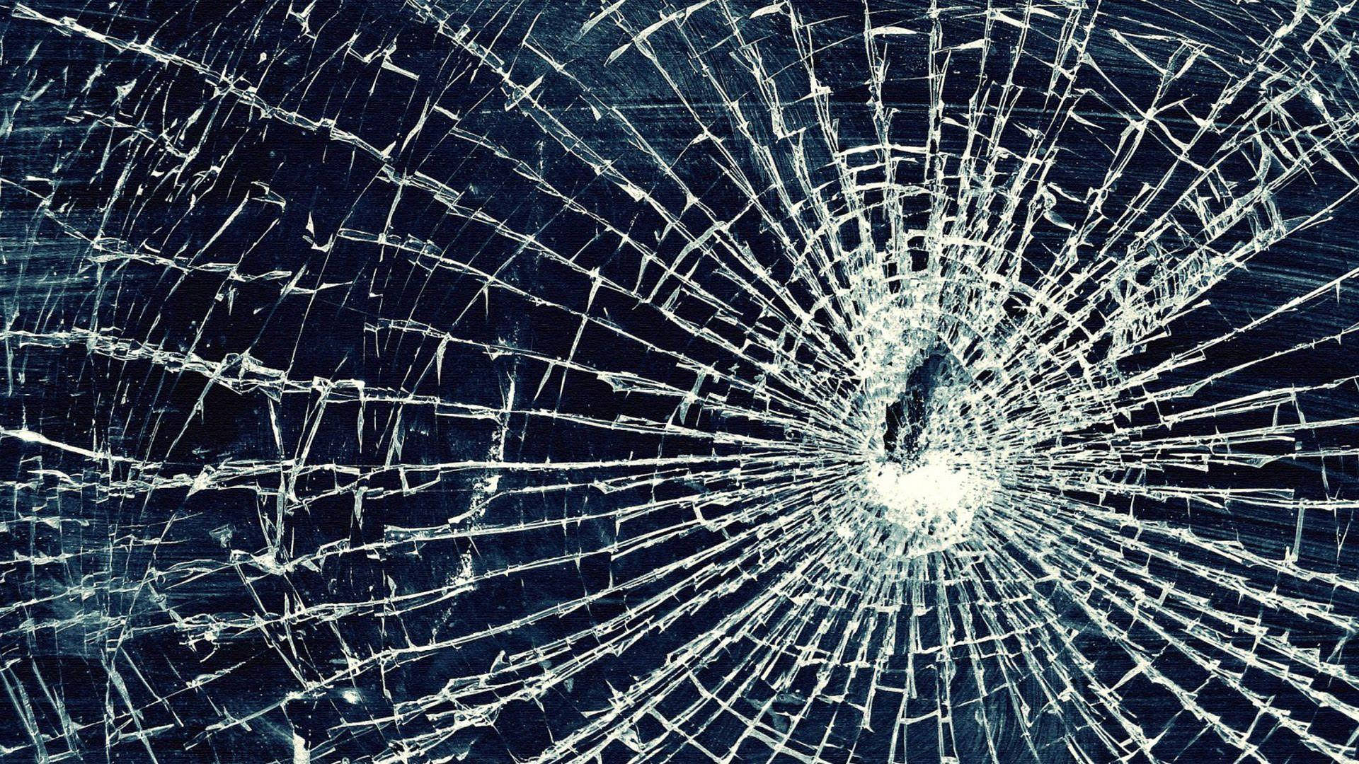 shattered screen, green, dark blue background, Full HD Desktop Wallpaper