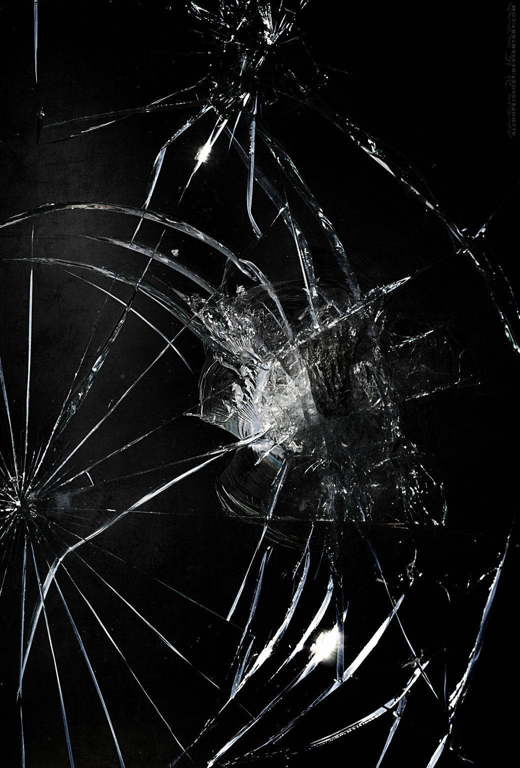 black broken screen art, ultra hd, shattered glass surface, HD Phone Wallpaper