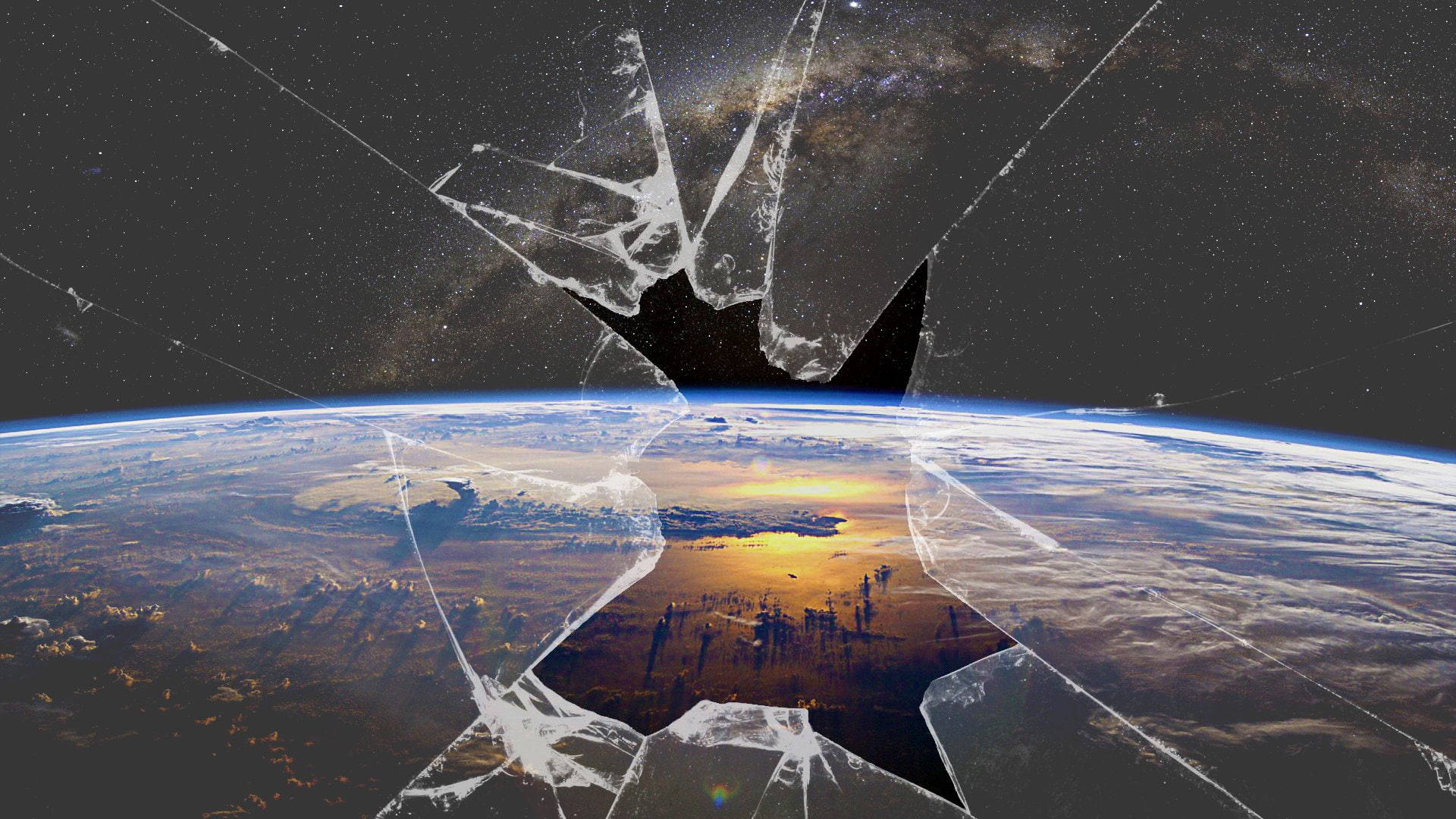 Broken Computer Screen, Earth, shattered glass, Full HD Desktop Wallpaper