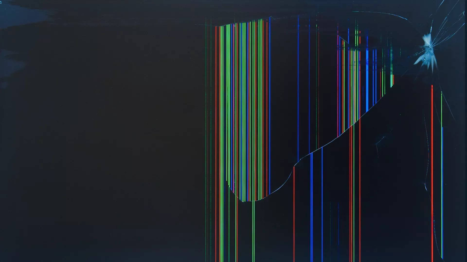 broken LCD screen, vertical shattering lines, vibrant vertical data streams, Full HD Desktop Wallpaper