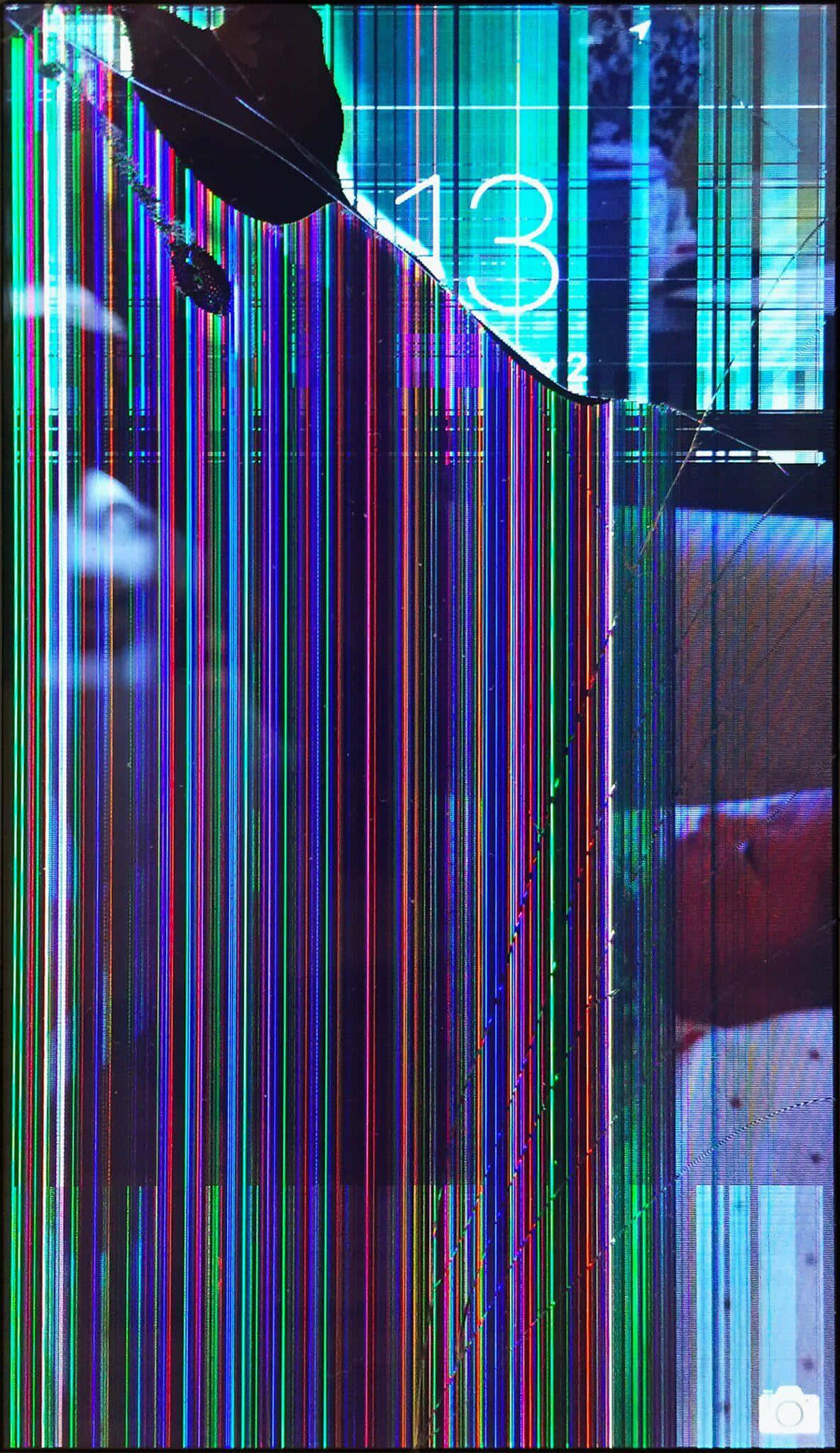 digital glitch, broken screen effect, number 13, Full HD Phone Wallpaper
