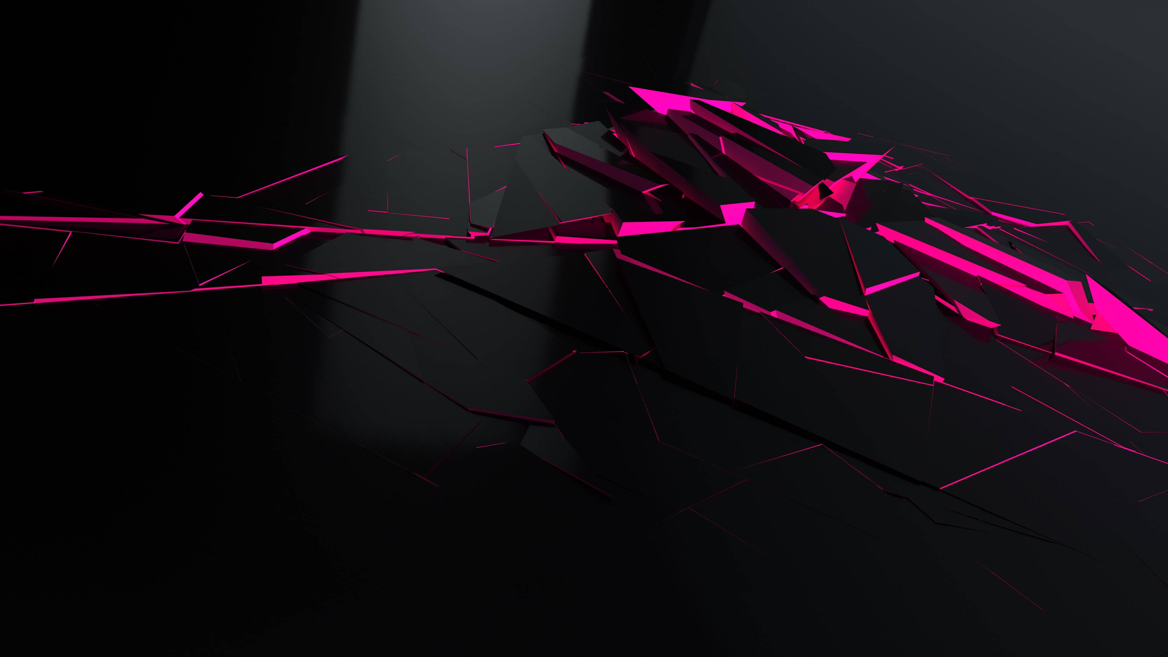 broken glass, pink edges, vibrant magenta, 4K Desktop Wallpaper