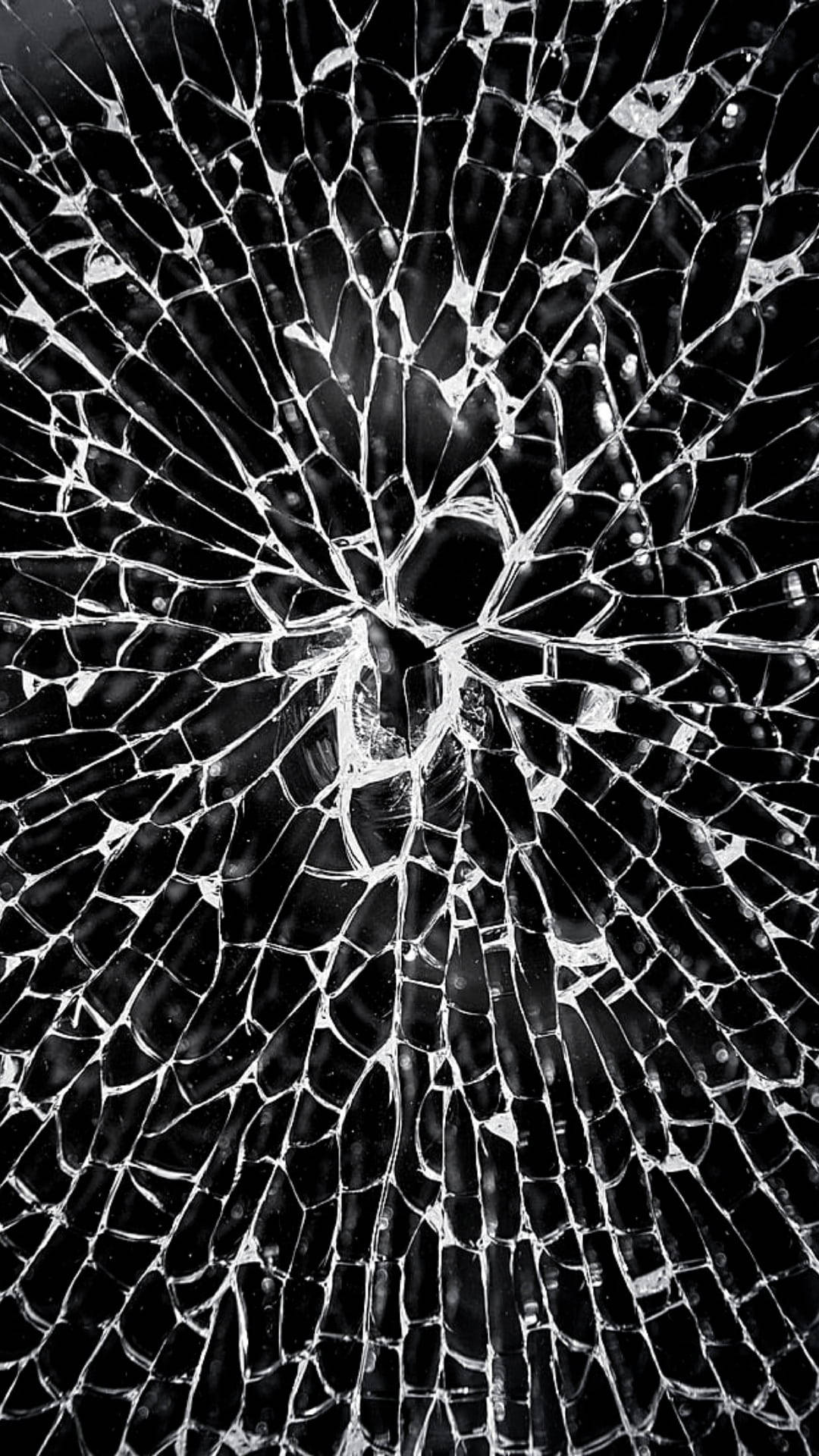 broken glass, shattered glass, white cracks, Full HD Phone Wallpaper