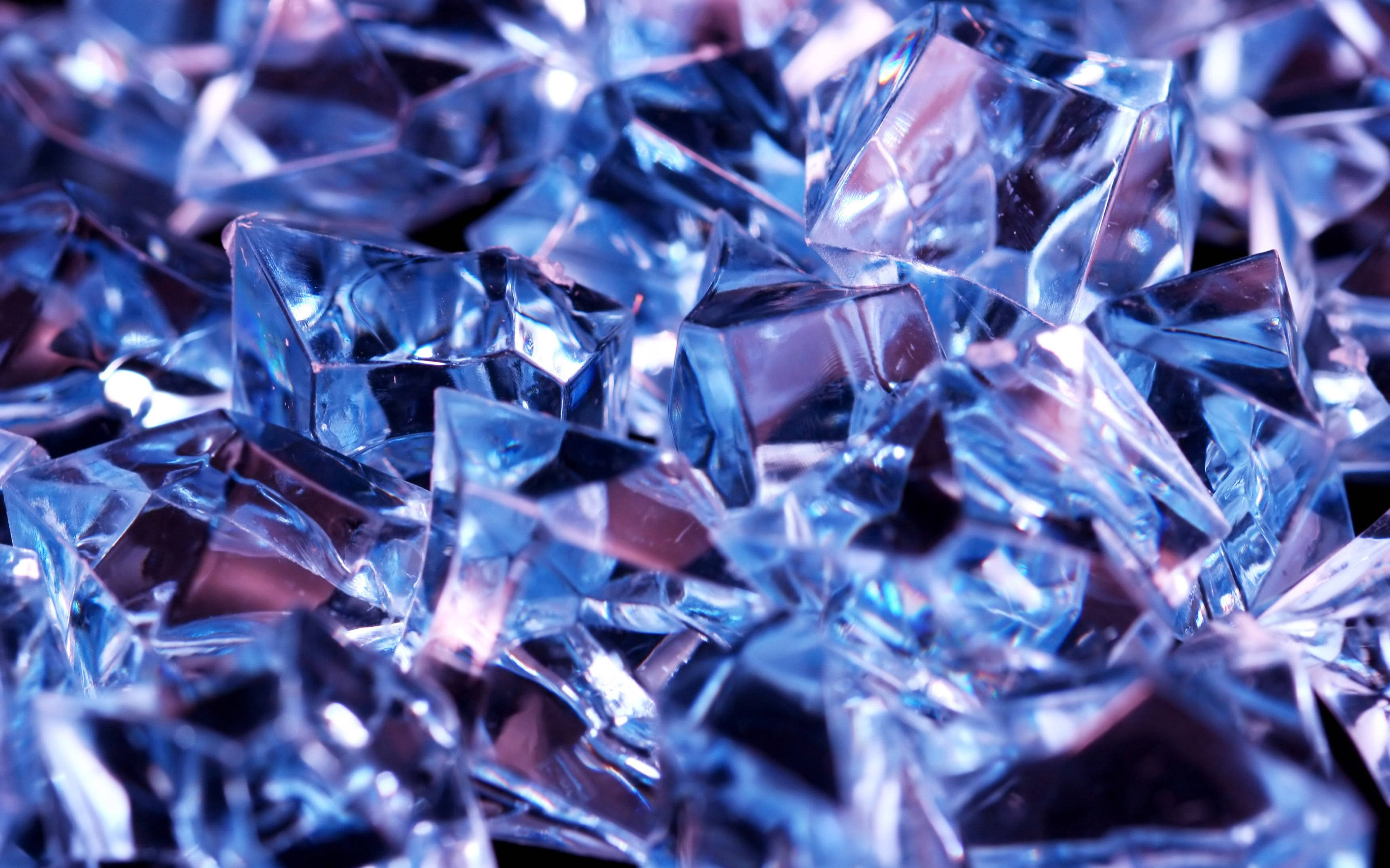 broken glass, shattered blue ice cubes, sharp geometric edges, 4K Desktop Wallpaper
