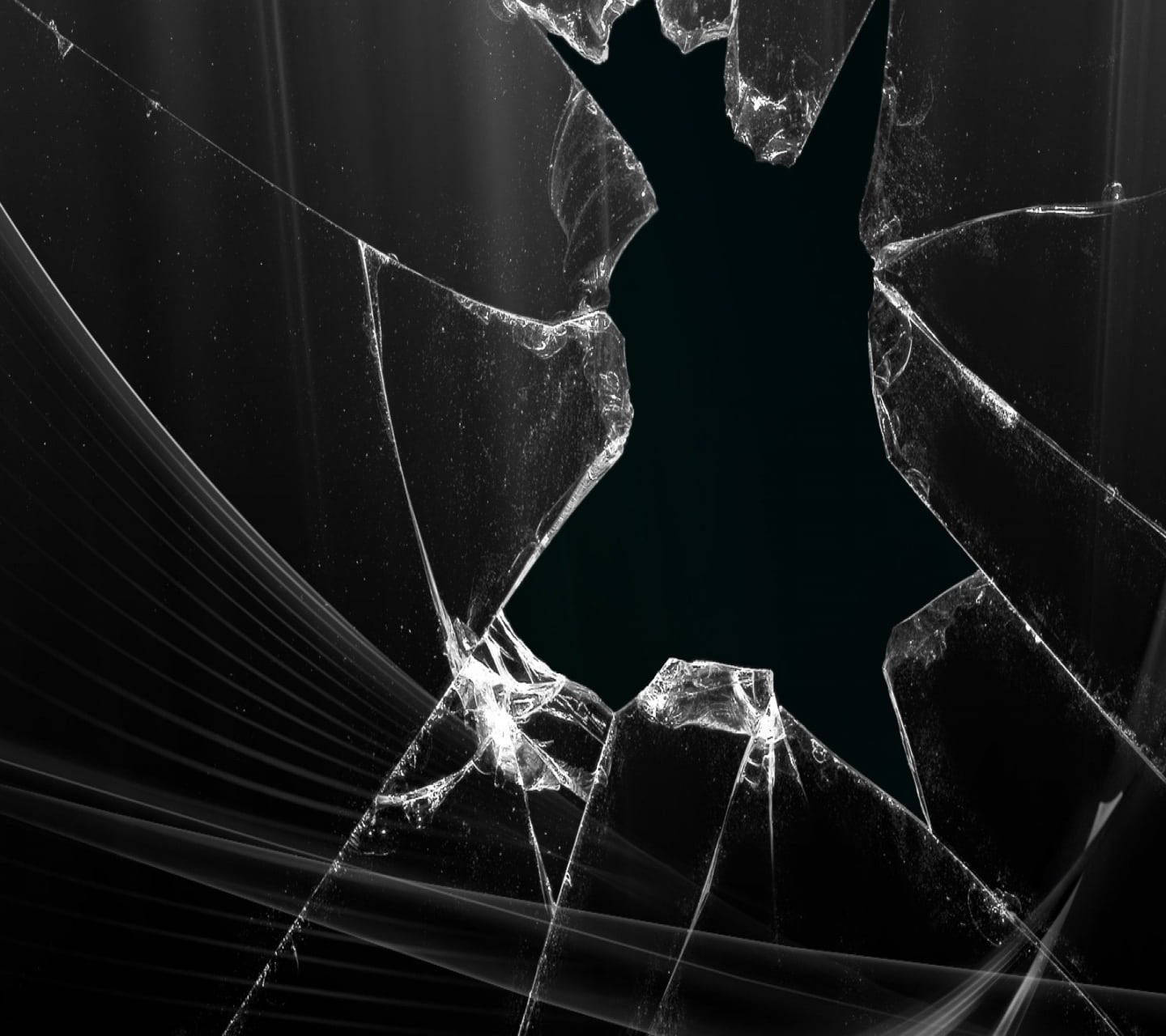 broken glass, central crack, dark background, HD Desktop Wallpaper