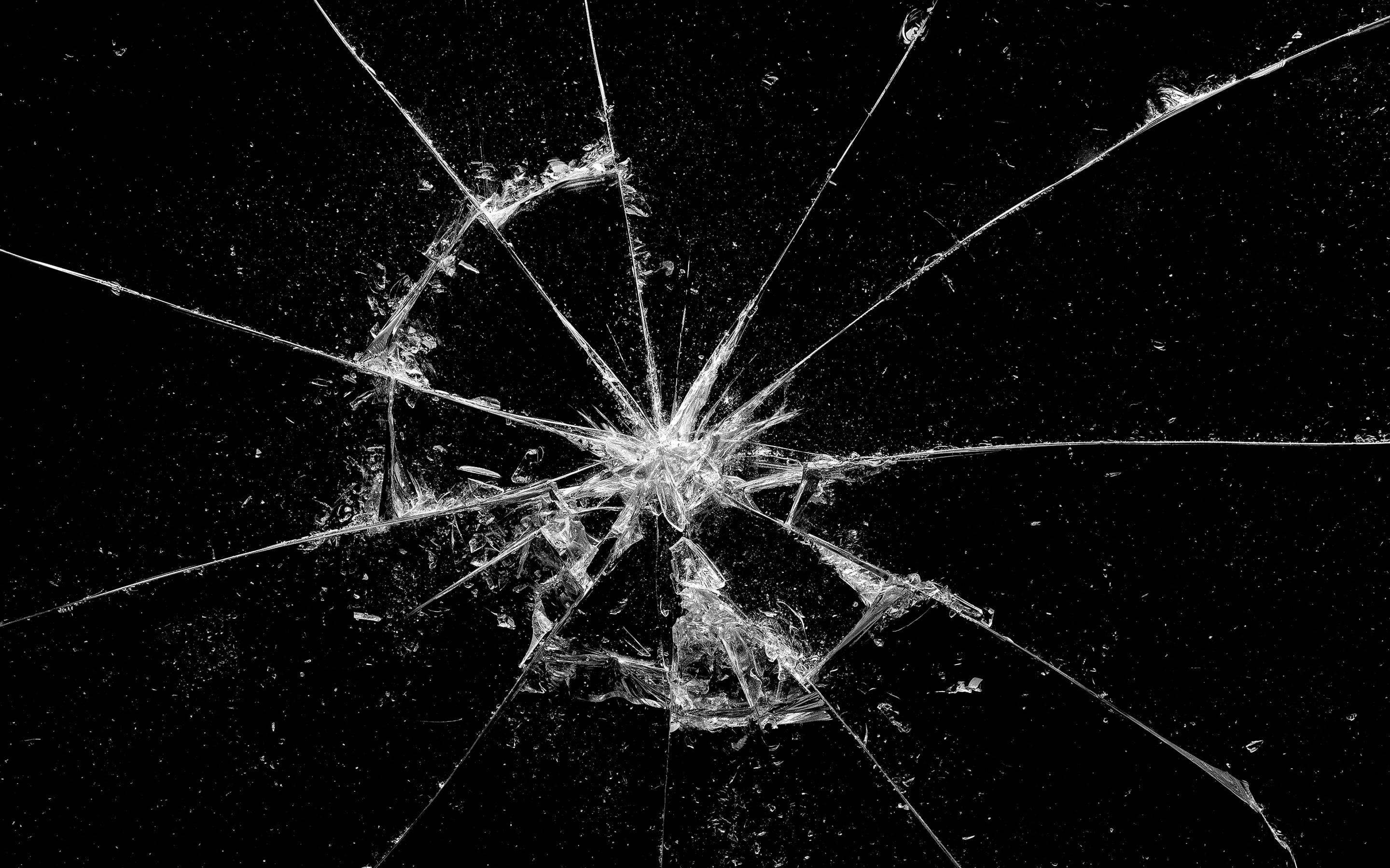 badly broken glass, shattered glass surface, sharp cracks, 2K Desktop Wallpaper