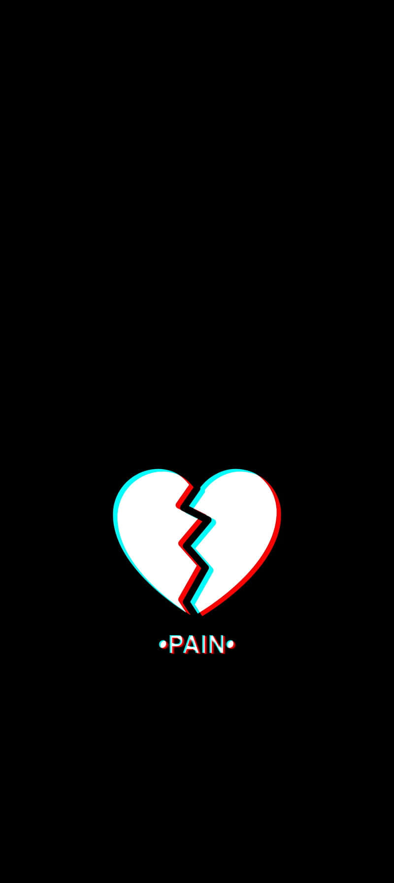 Broken Heart Aesthetics, red and cyan glitch edges, black background, HD Phone Wallpaper