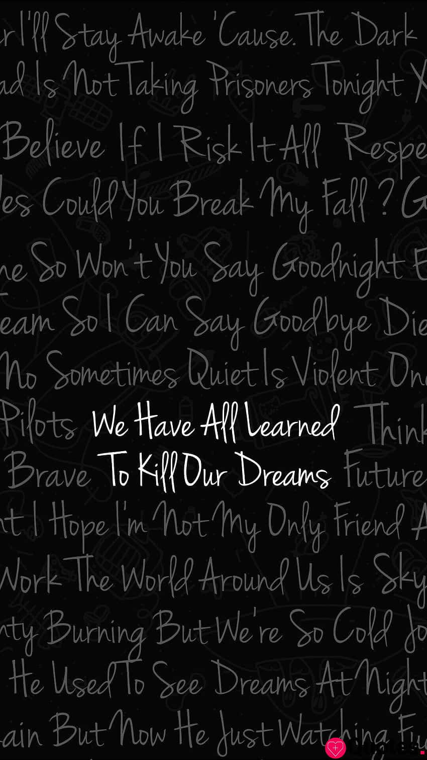 Broken Heart Aesthetics, gray script, black background, HD Phone Wallpaper