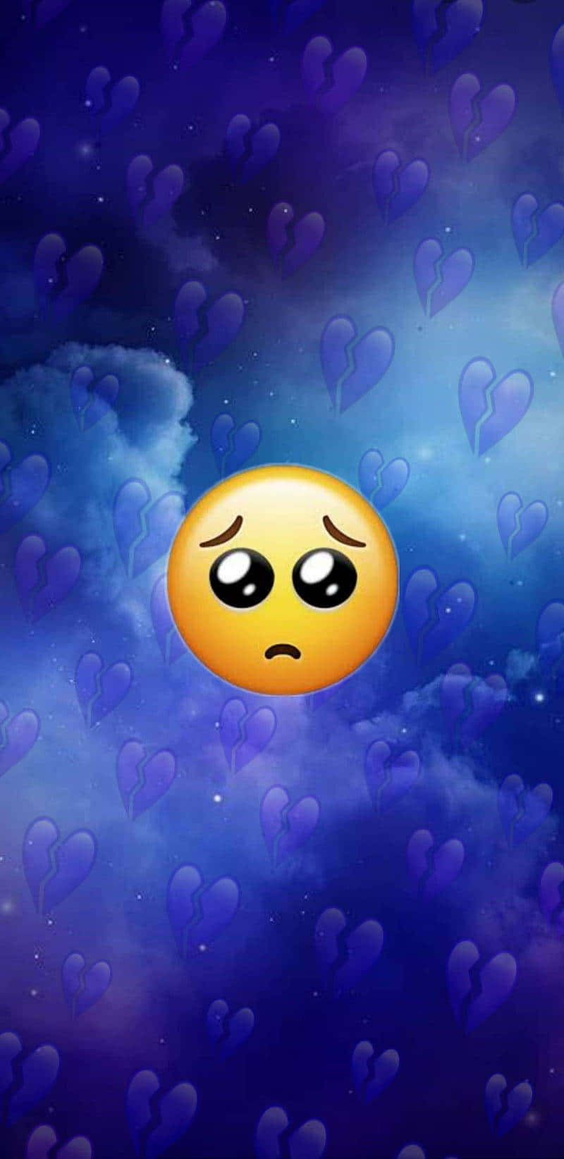 broken heart aesthetics, sad yellow emoji, broken purple hearts, HD Phone Wallpaper