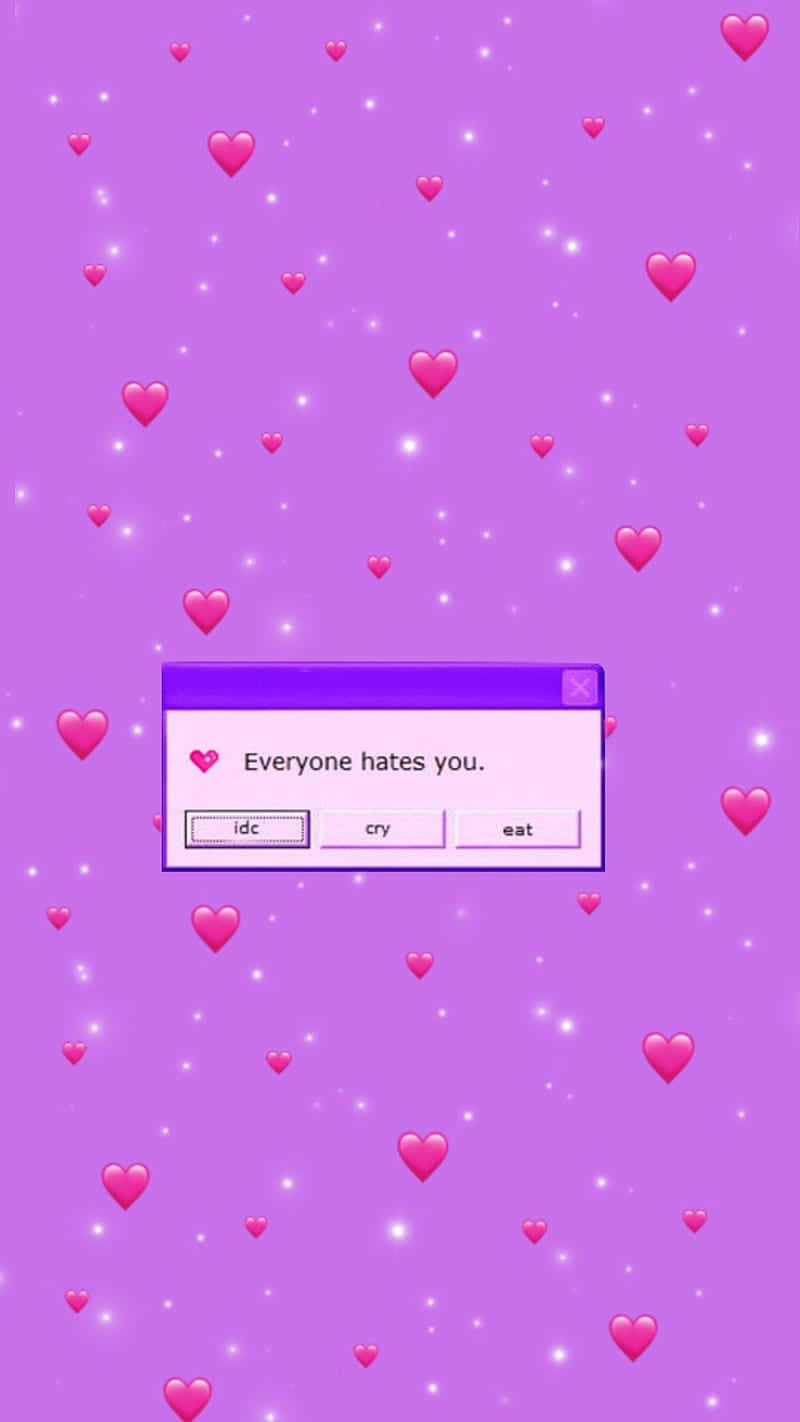 Broken Heart Aesthetics, purple digital wallpaper, floating pink hearts, HD Phone Wallpaper