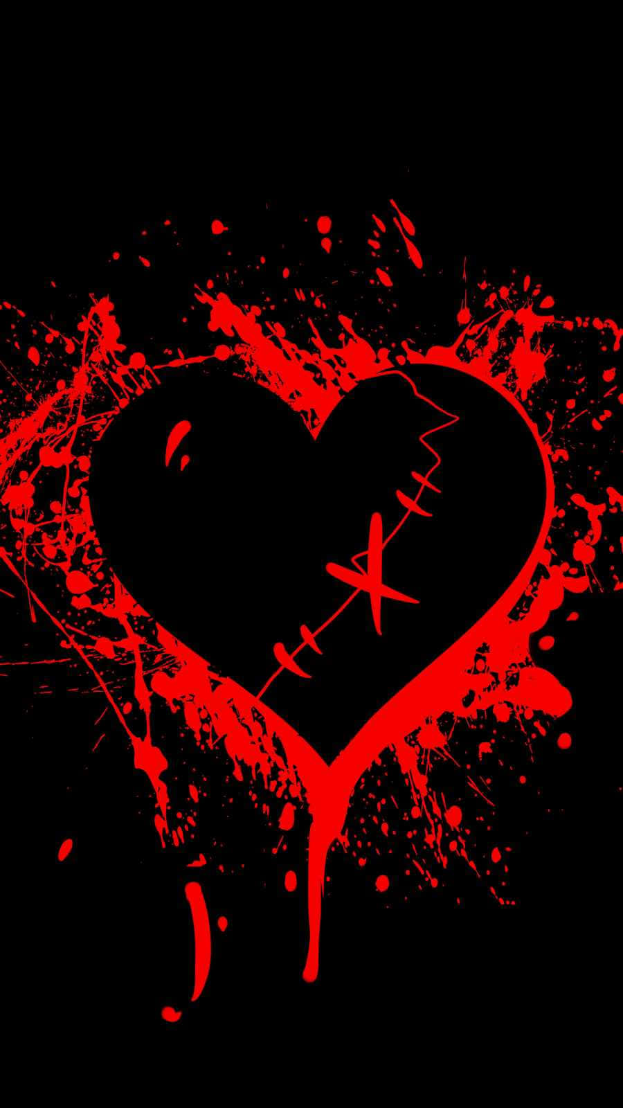 Broken Heart Aesthetics, black heart, red thread, HD Phone Wallpaper