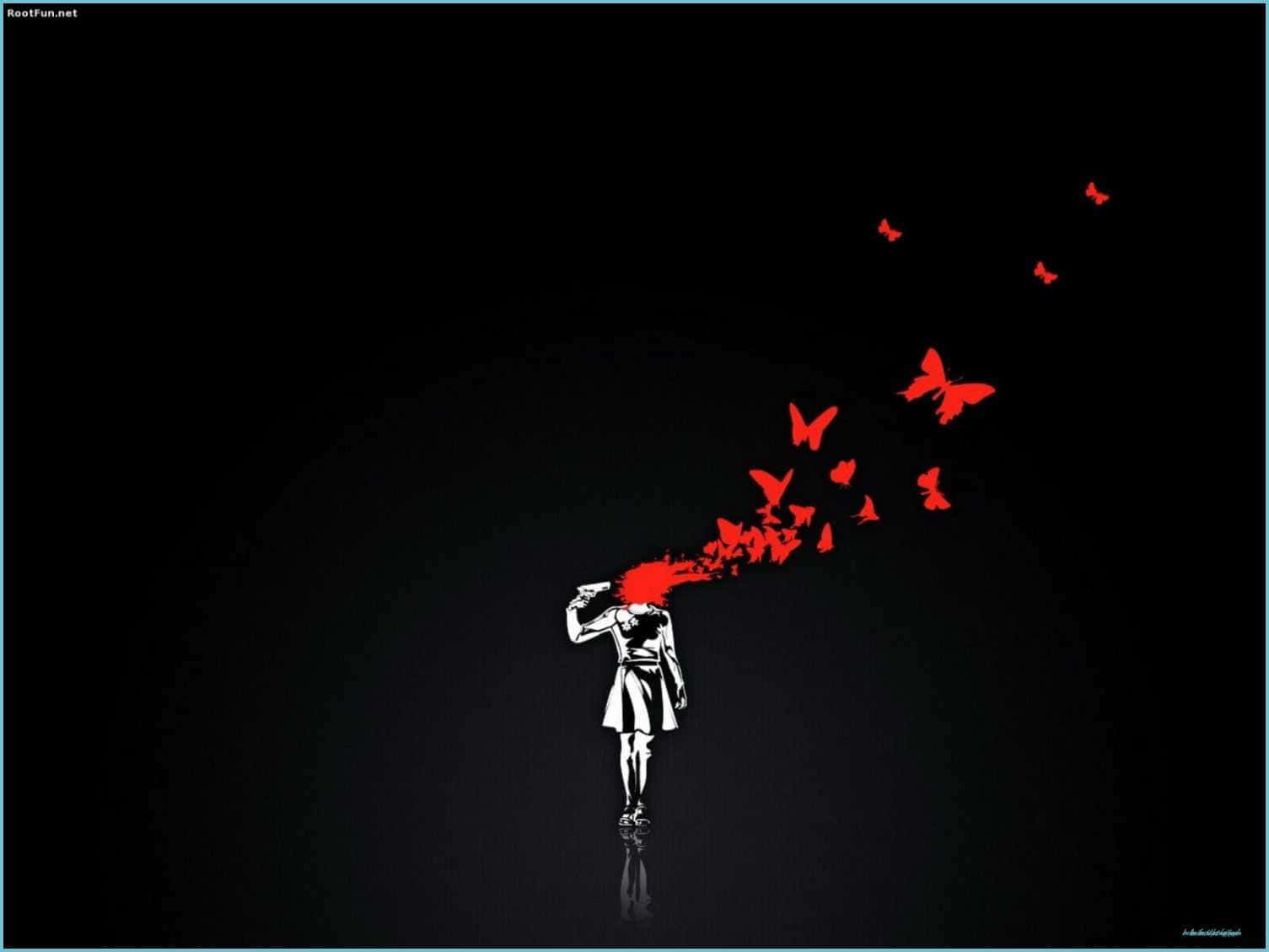 broken heart aesthetics, stark white figure, black background, HD Desktop Wallpaper