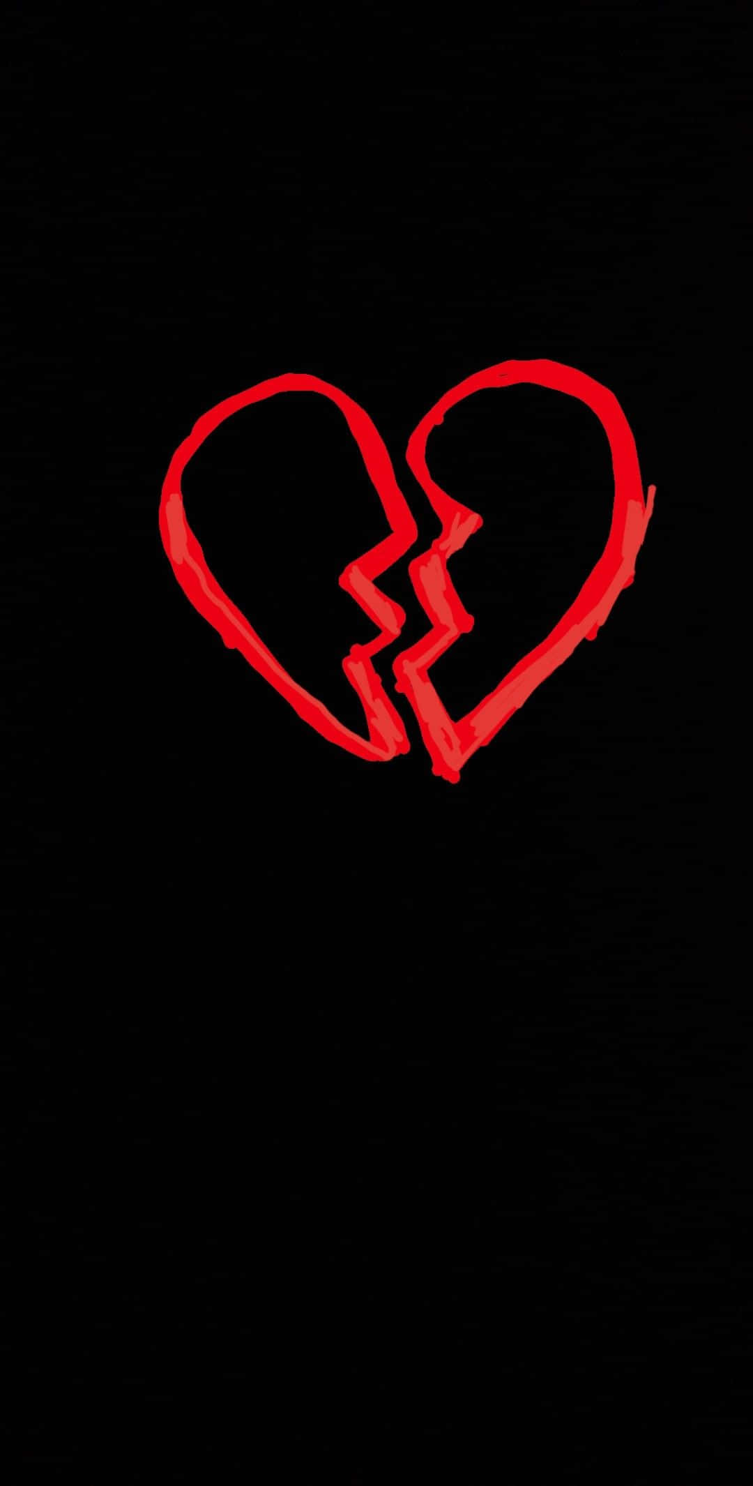 Broken Heart Aesthetics, red, broken heart outline, Full HD Phone Wallpaper