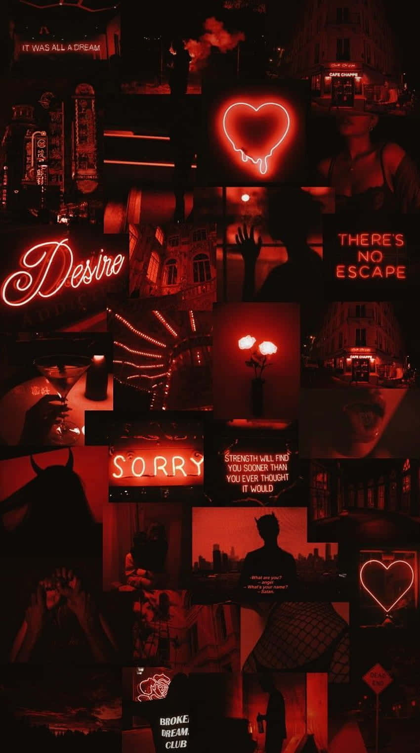red wallpapers, dark red neon-lit, urban scenes, HD Phone Wallpaper