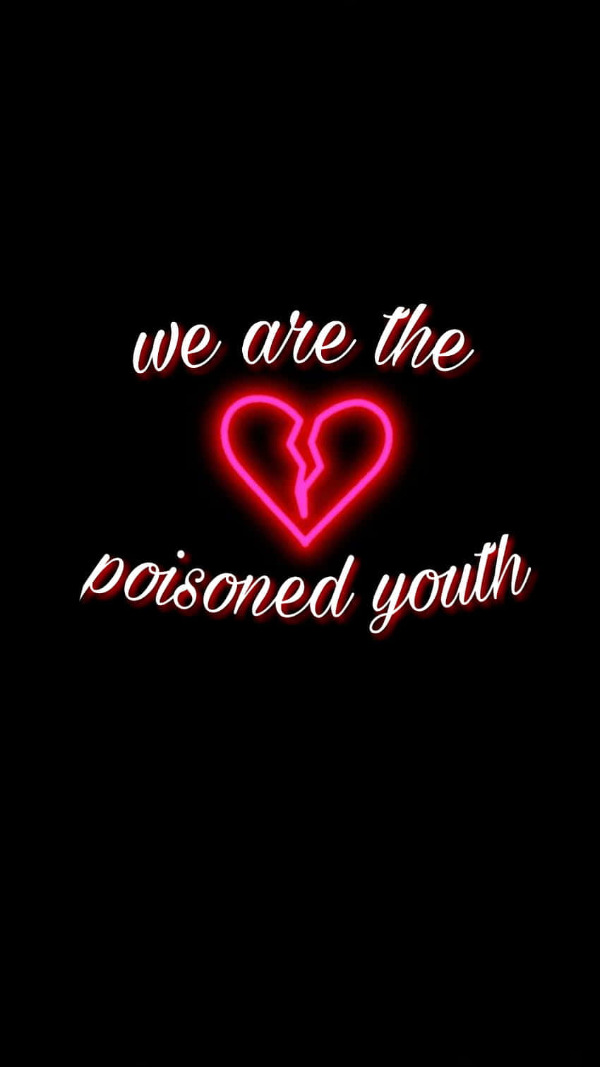 Broken Heart Aesthetics, glowing pink neon broken heart, black background, HD Phone Wallpaper
