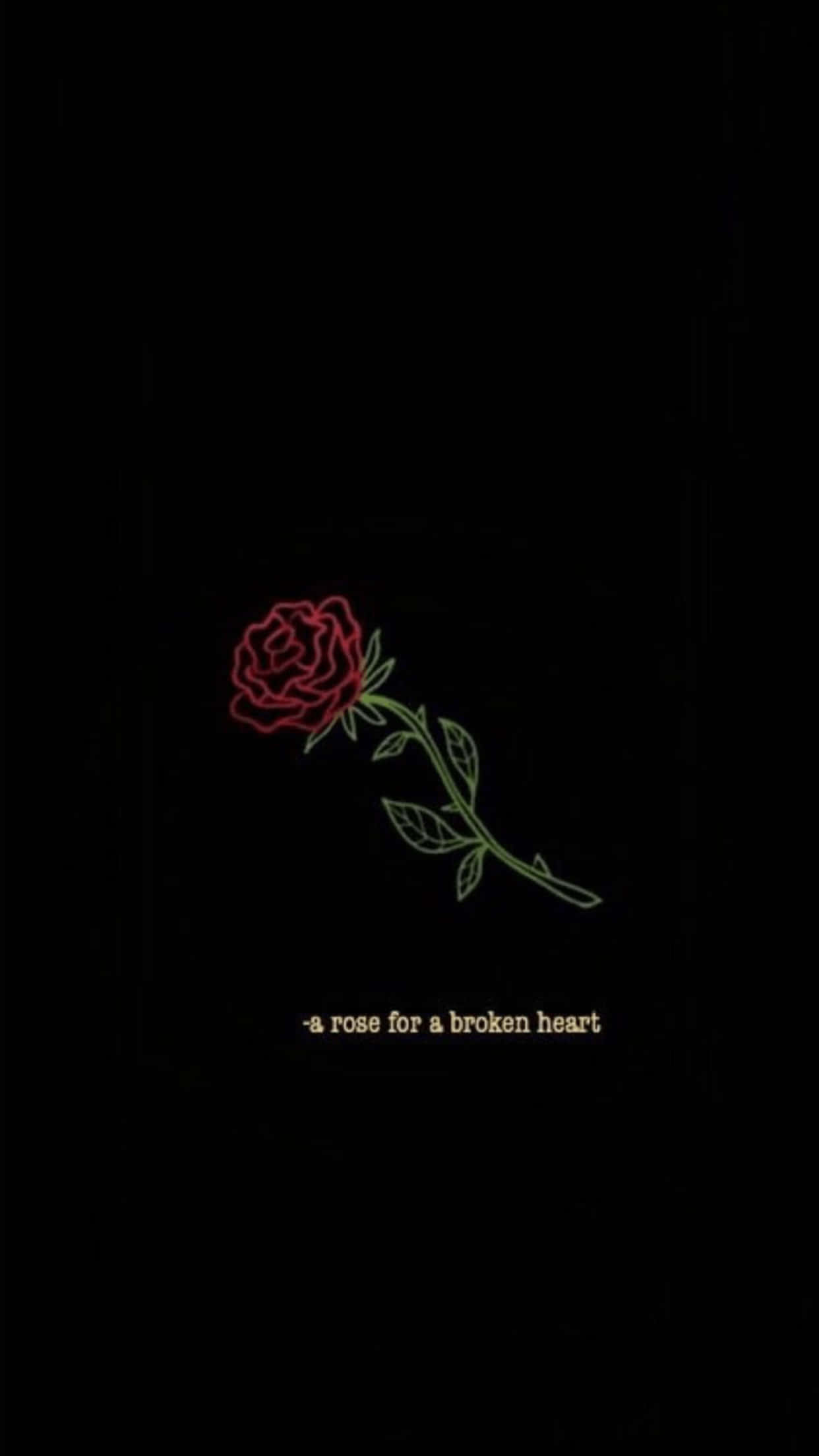 Broken Heart Aesthetics, red rose, green stem, Full HD Phone Wallpaper