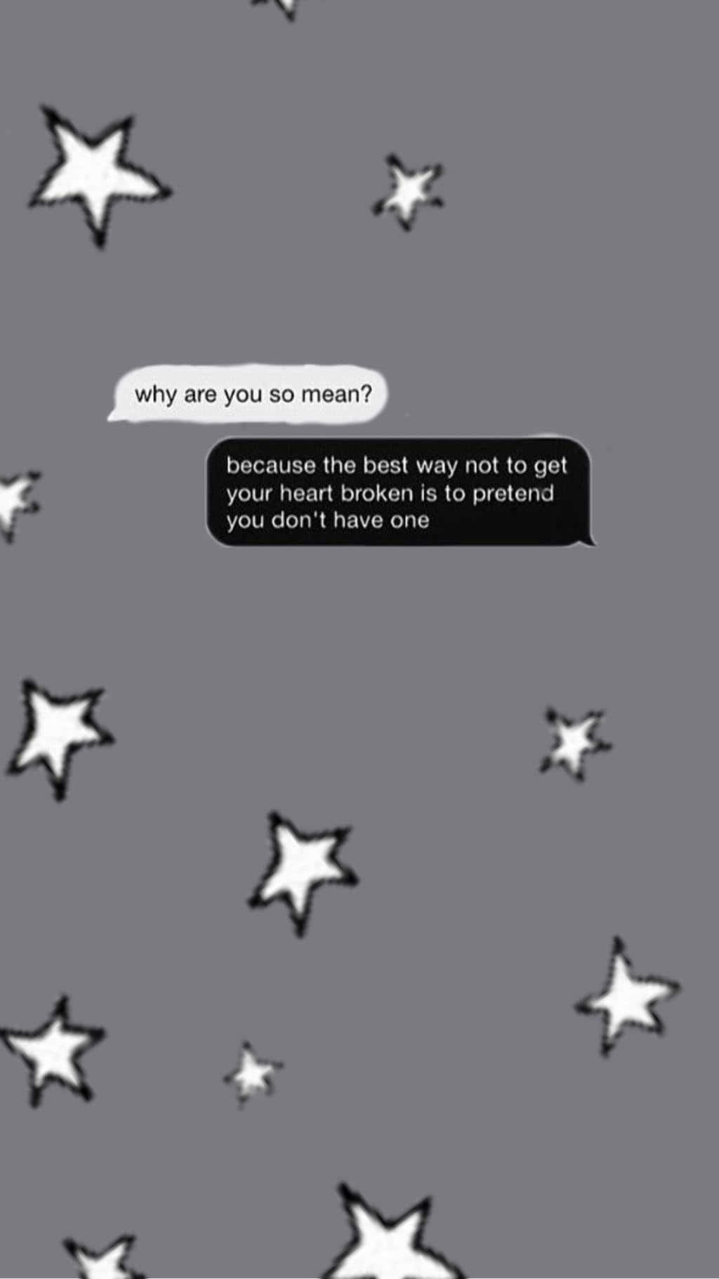 Broken Heart Aesthetics, gray background, scattered white stars, HD Phone Wallpaper