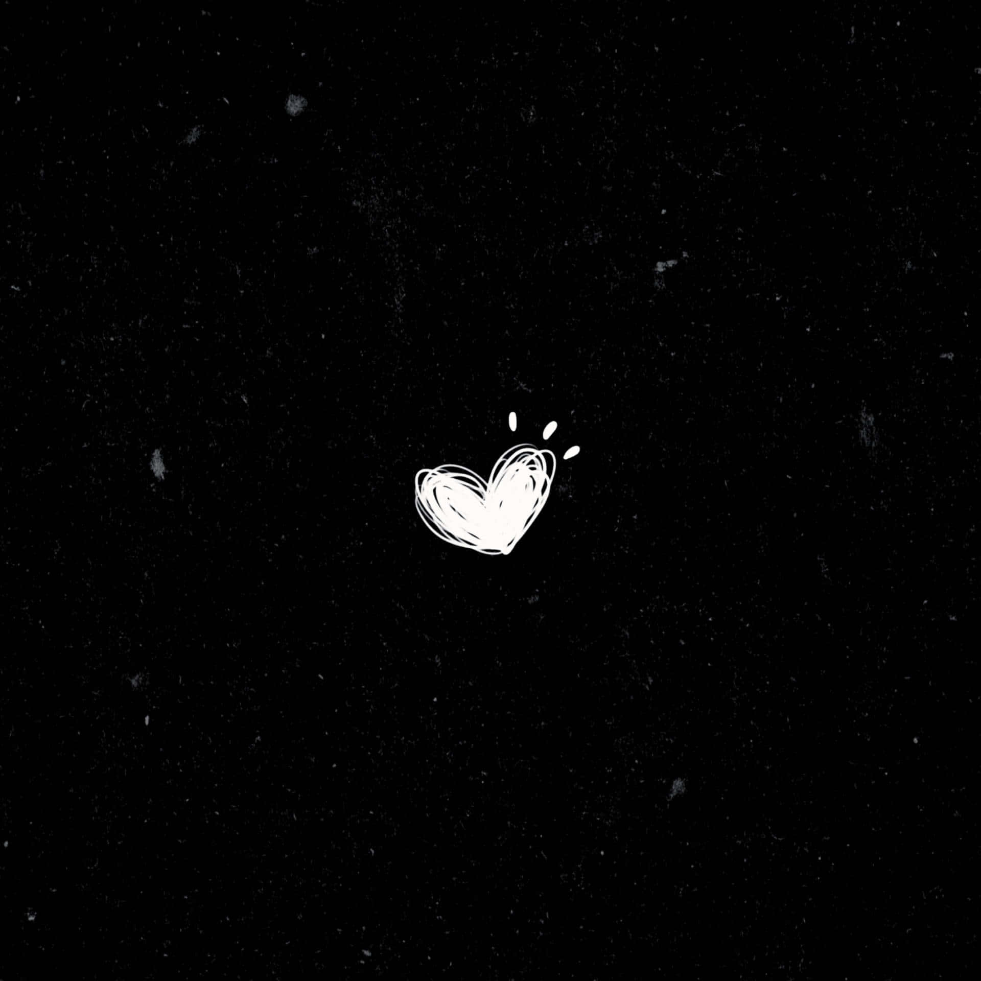 Broken Heart Aesthetics, white hand-drawn heart, three small dots, Full HD Desktop Wallpaper